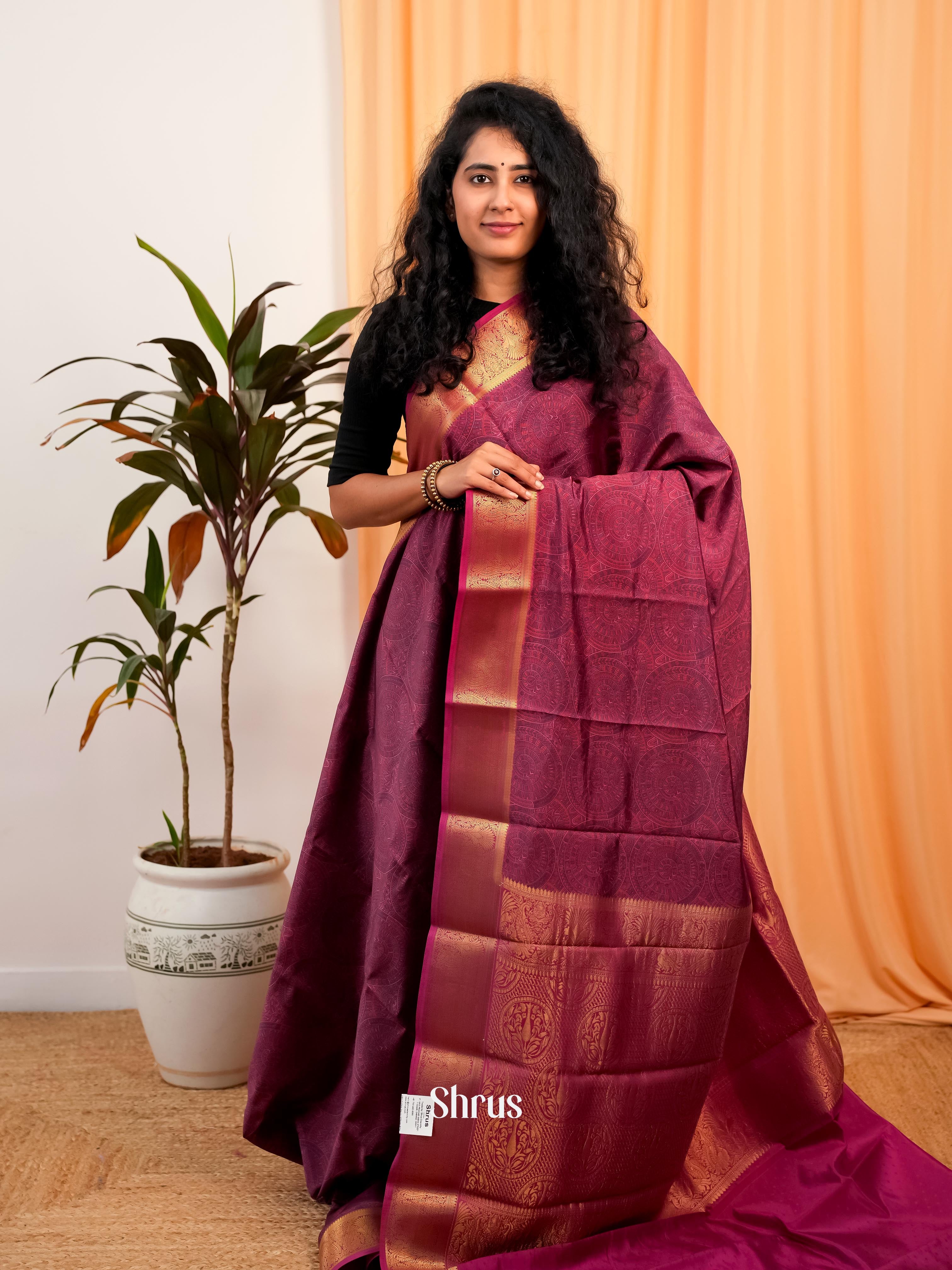Majenta - Printed Silk Saree - Shop on Shrus.com