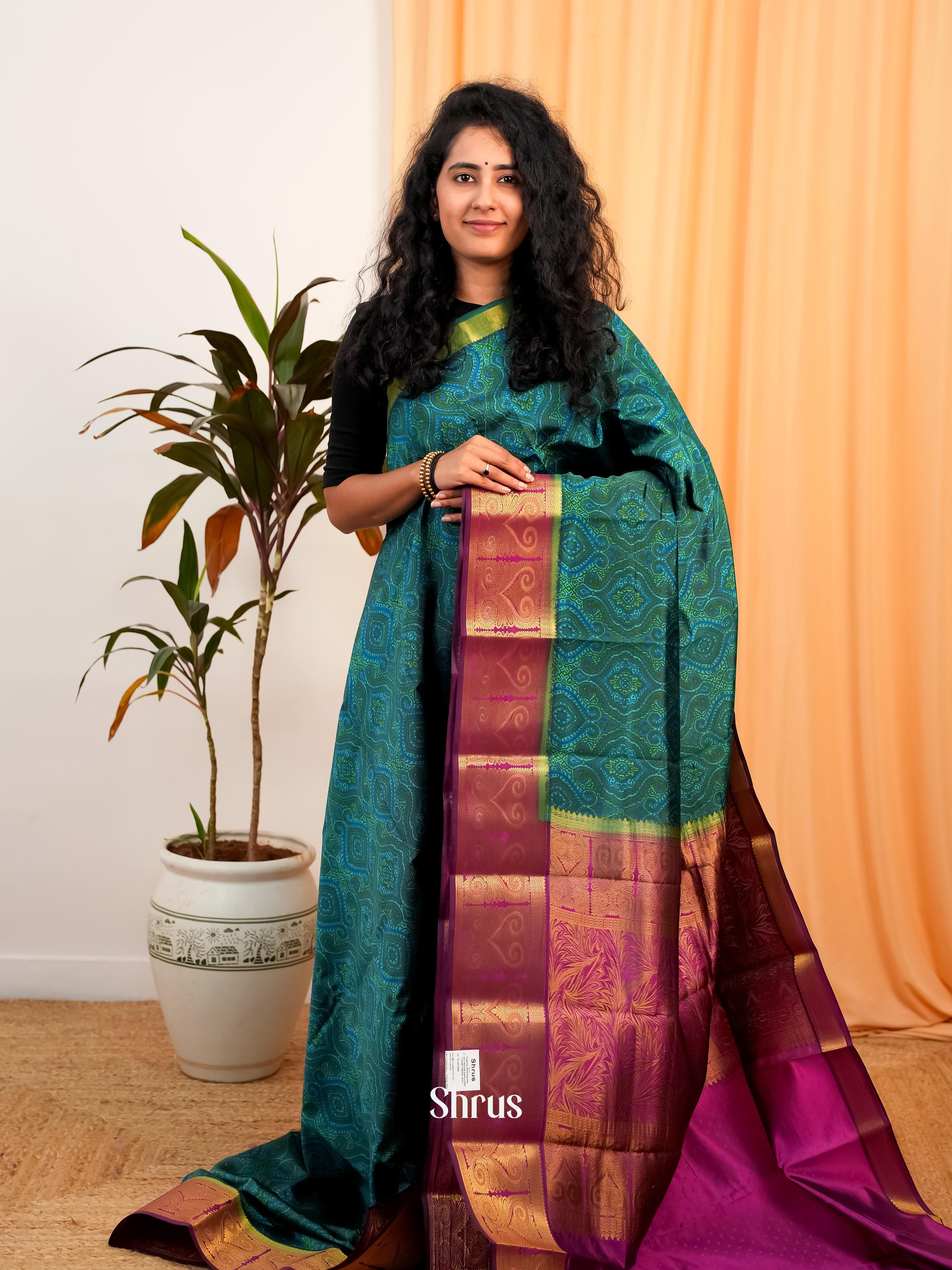 CIS19161 - Printed Silk Saree - Shop on Shrus.com