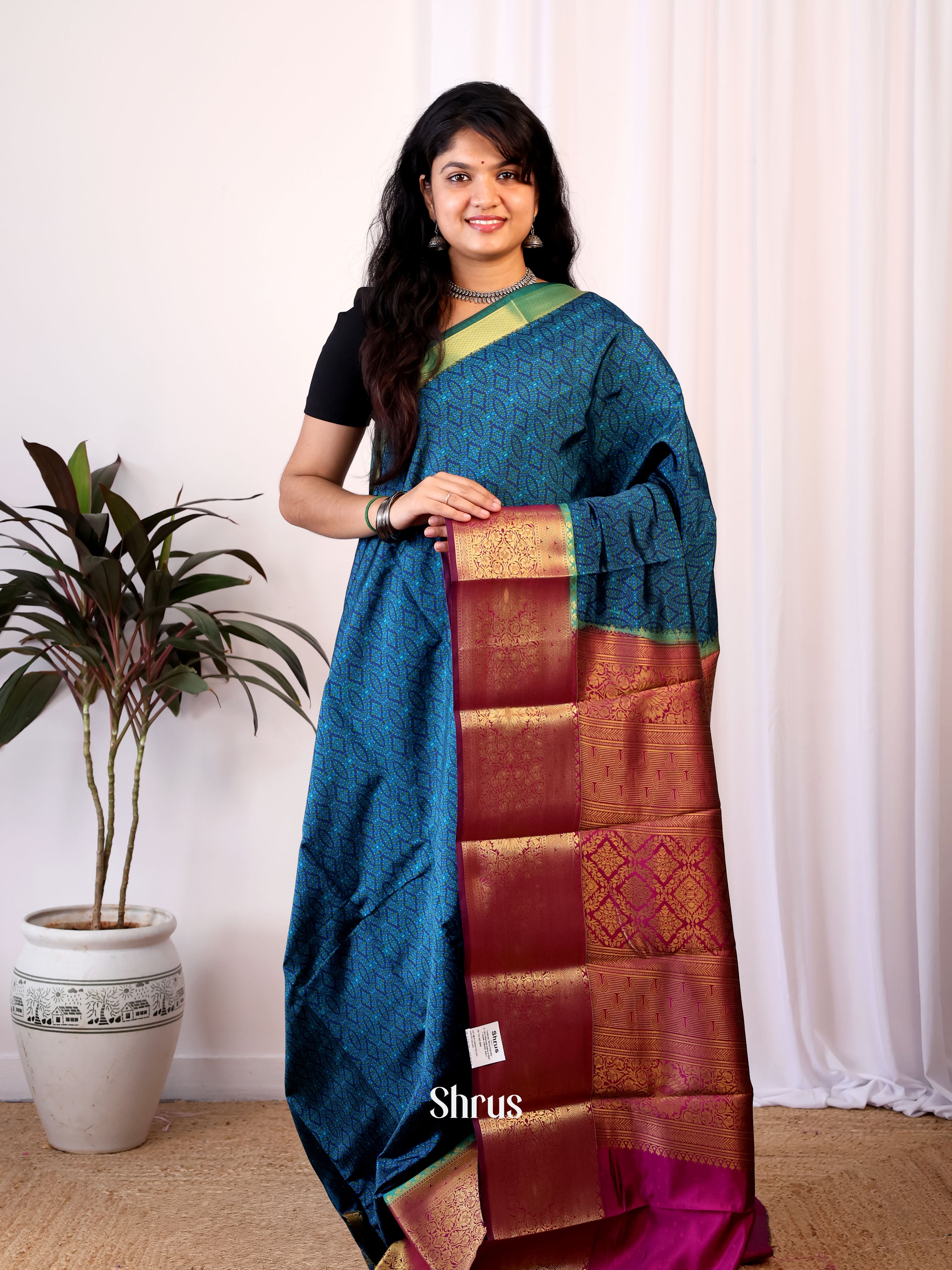 CIS19163 - Printed Silk Saree - Shop on Shrus.com