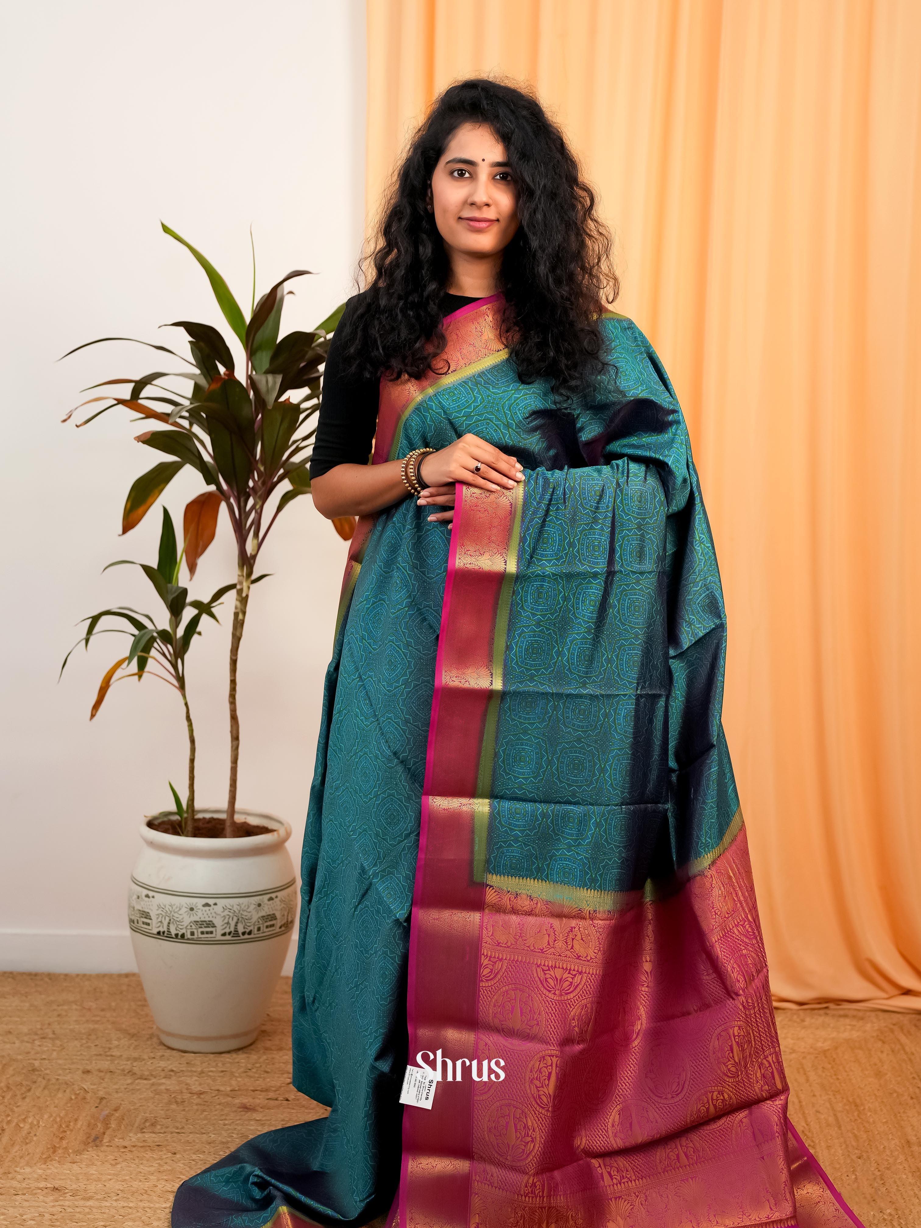 CIS19180 - Printed Silk Saree - Shop on Shrus.com