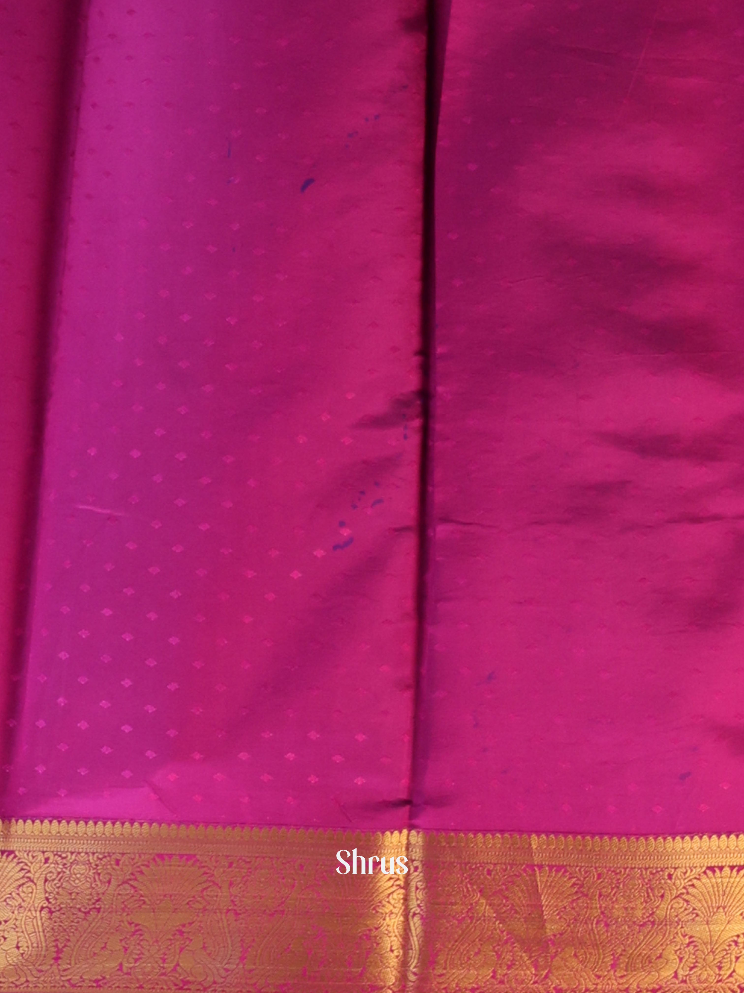 Blue & Majenta - Printed Silk Saree - Shop on Shrus.com