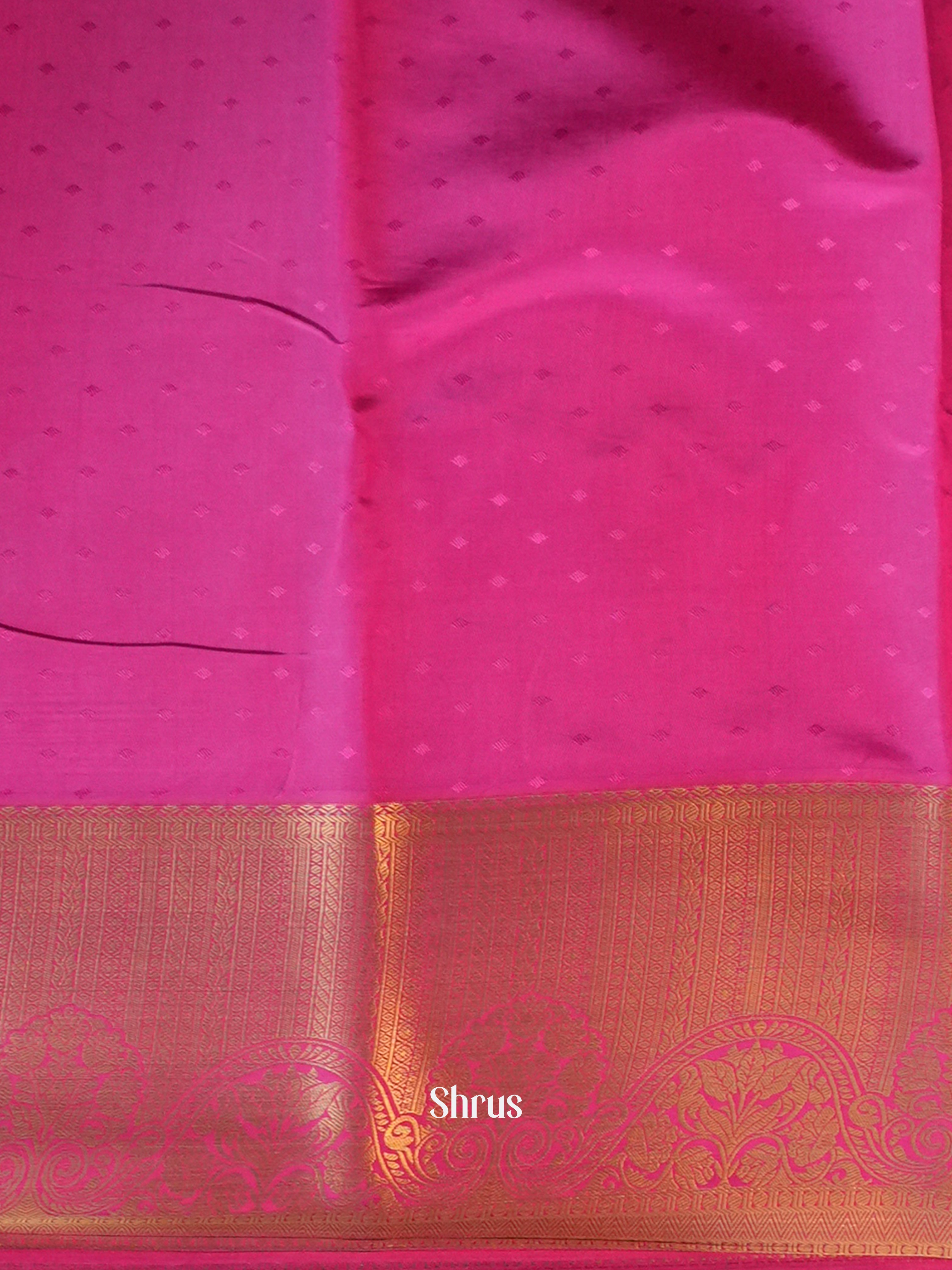 Green & Majenta - Printed Silk Saree - Shop on Shrus.com