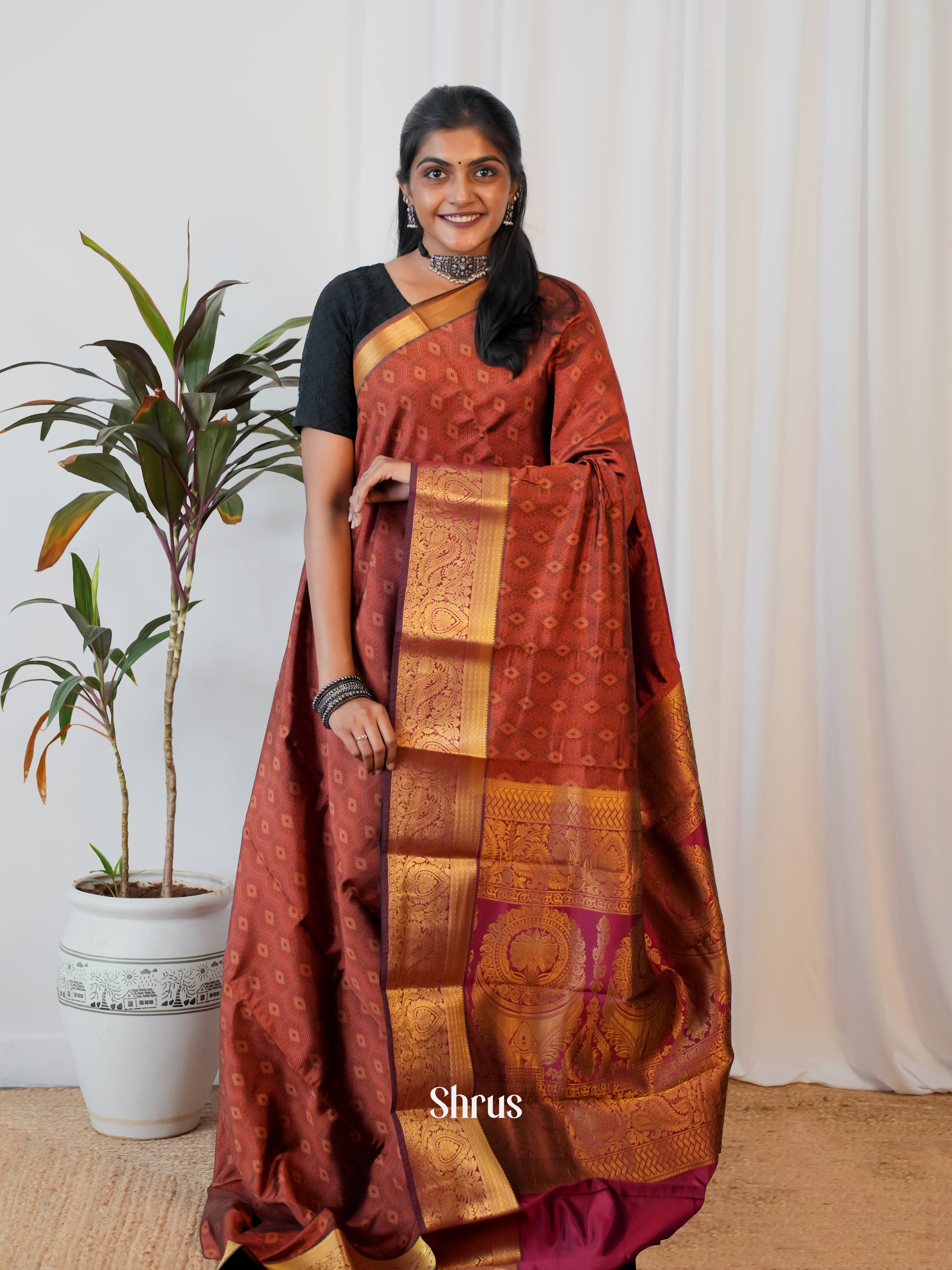 CIS19203 - Printed Silk Saree - Shop on Shrus.com