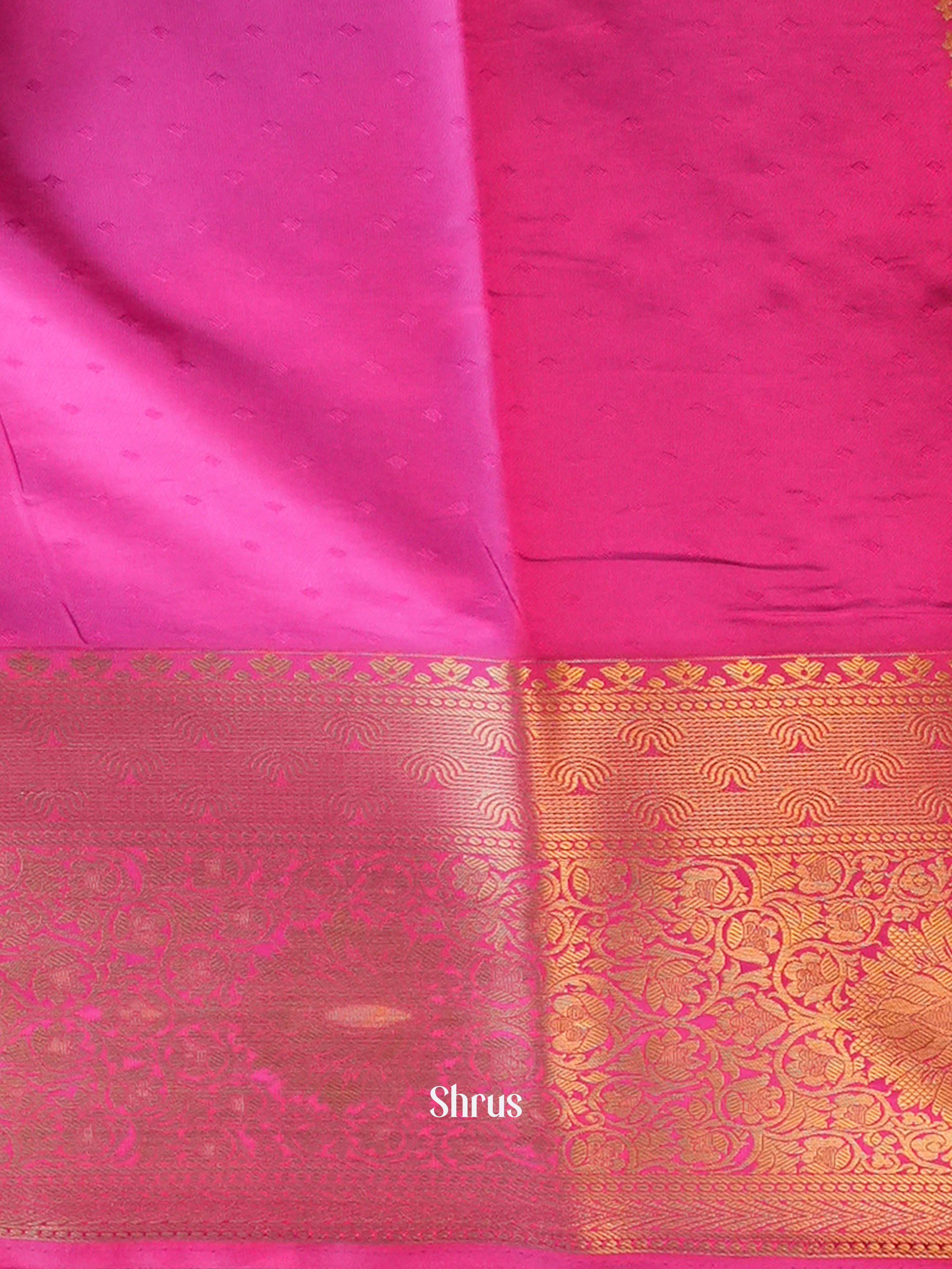 Orange & Pink - Printed Silk Saree - Shop on Shrus.com