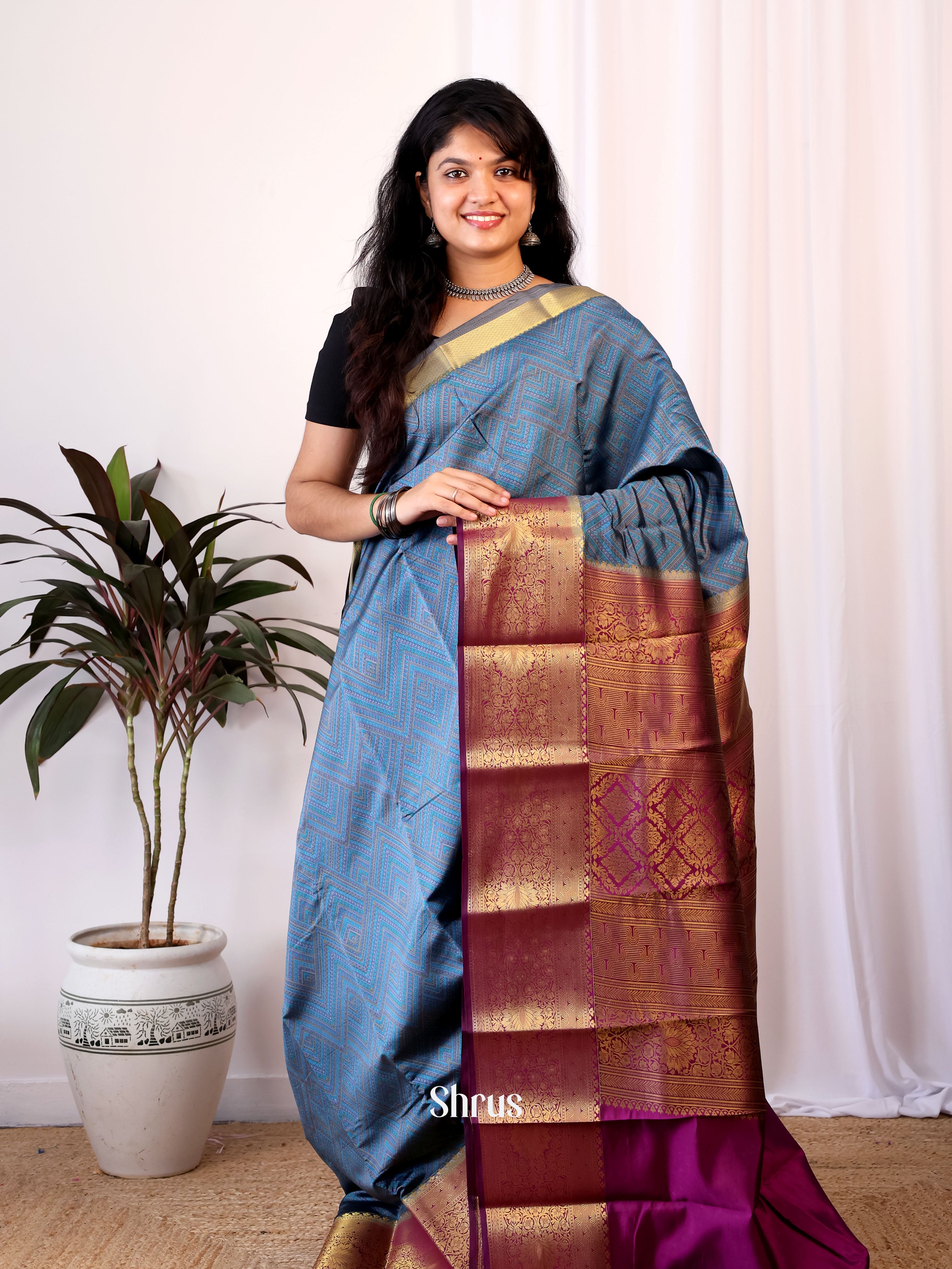 CIS19212 - Printed Silk Saree - Shop on Shrus.com