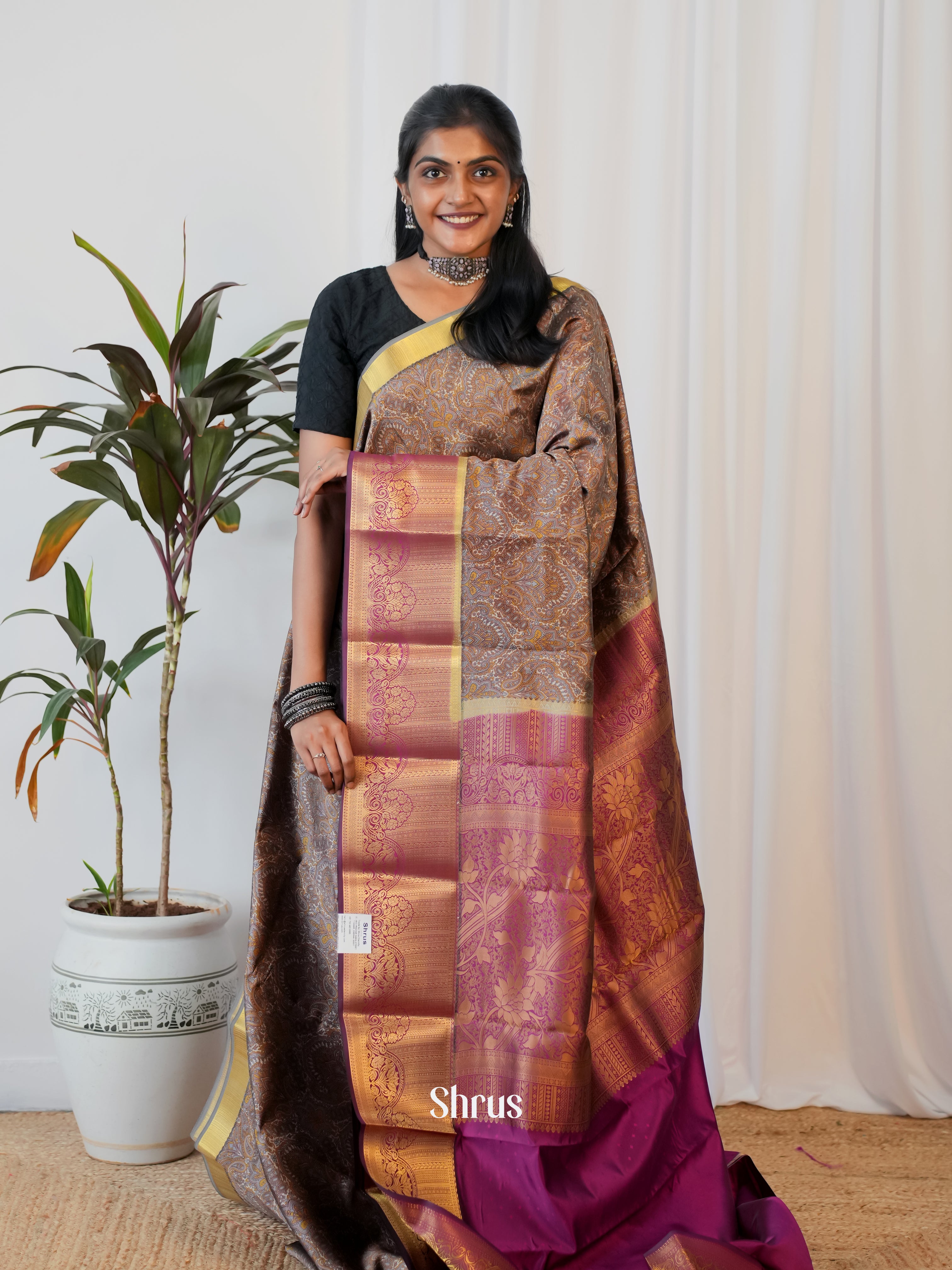 CIS19225 - Printed Silk Saree - Shop on Shrus.com