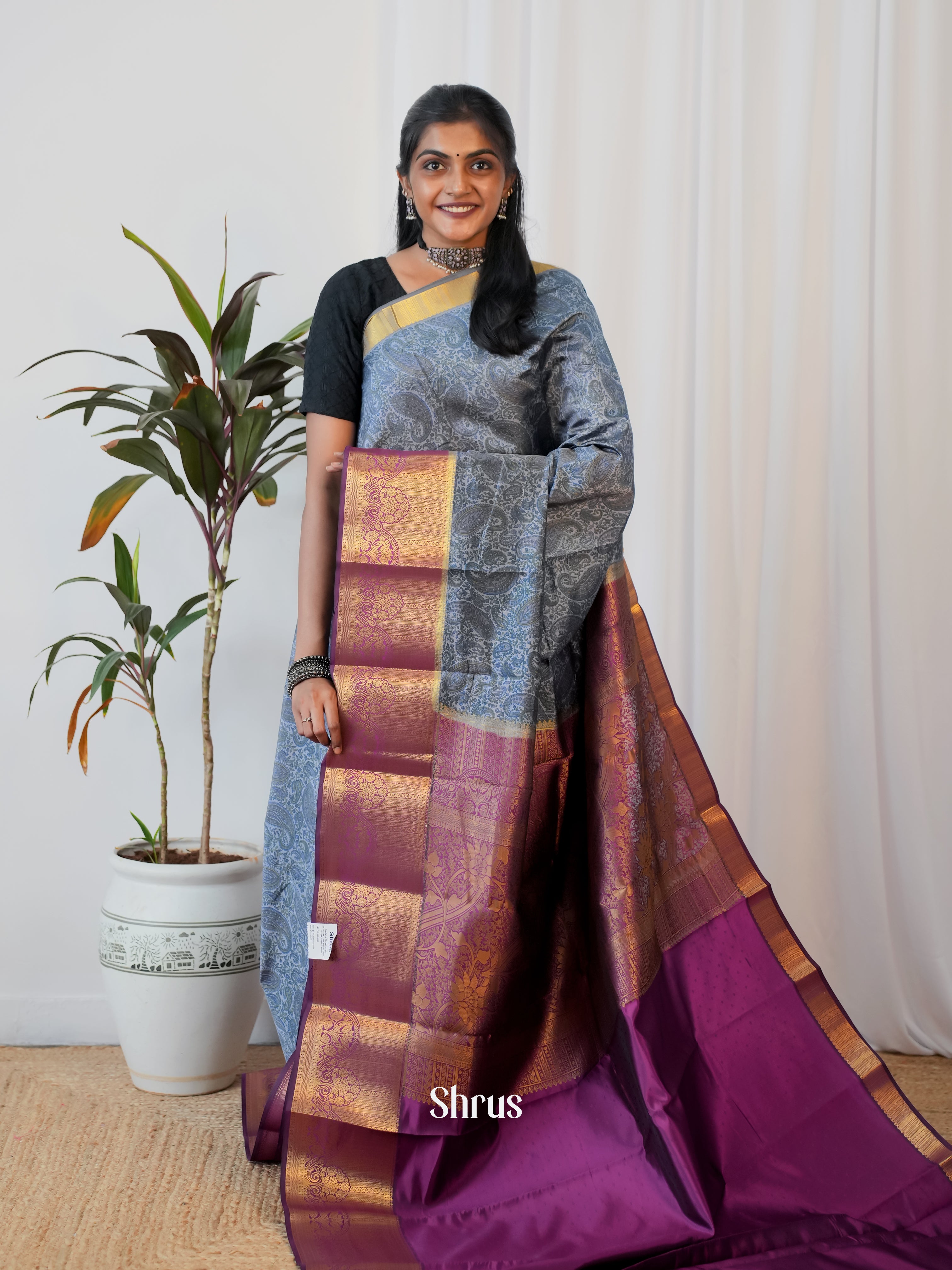 CIS19229 - Printed Silk Saree - Shop on Shrus.com