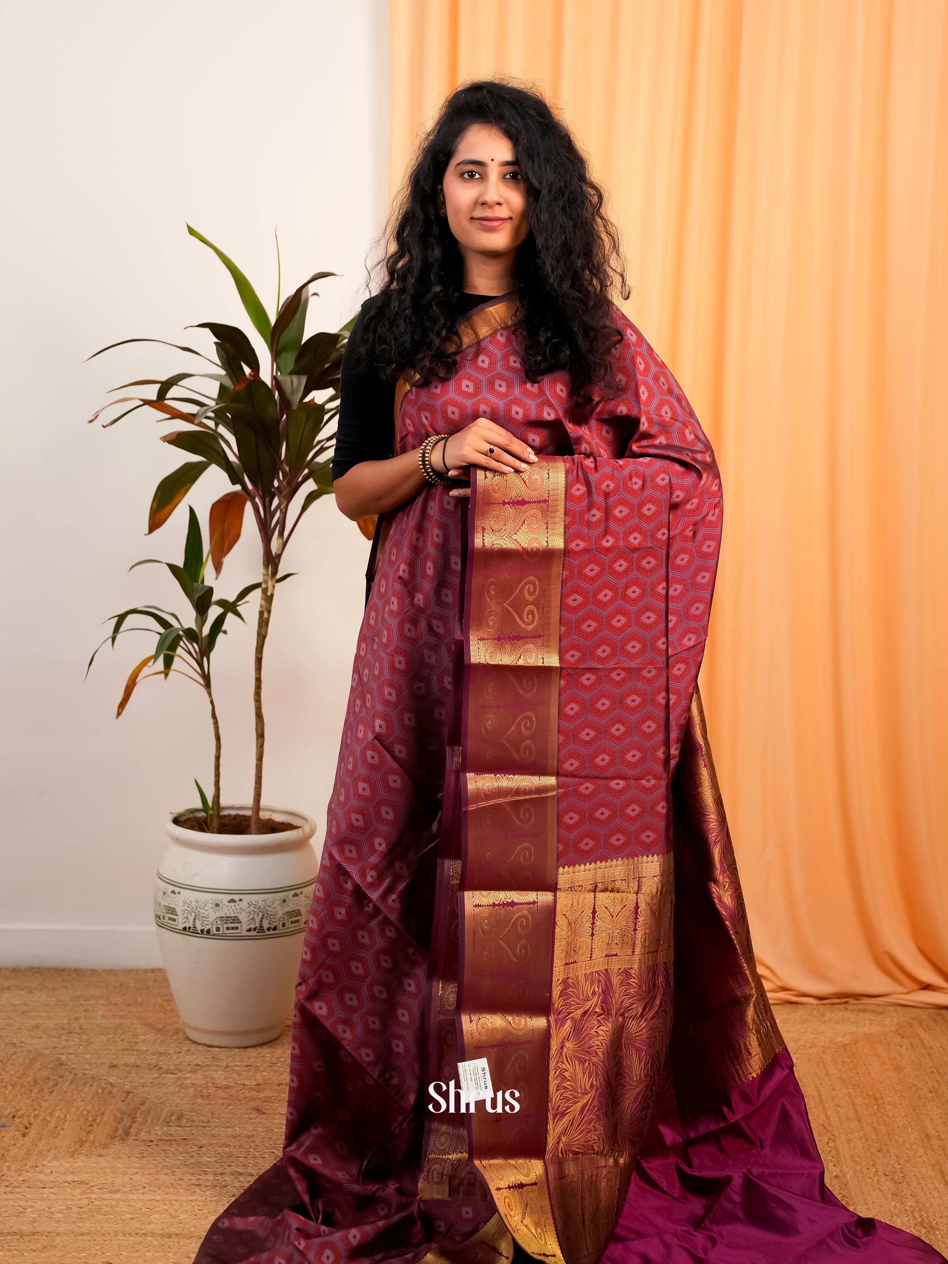 CIS19230 - Printed Silk Saree - Shop on Shrus.com