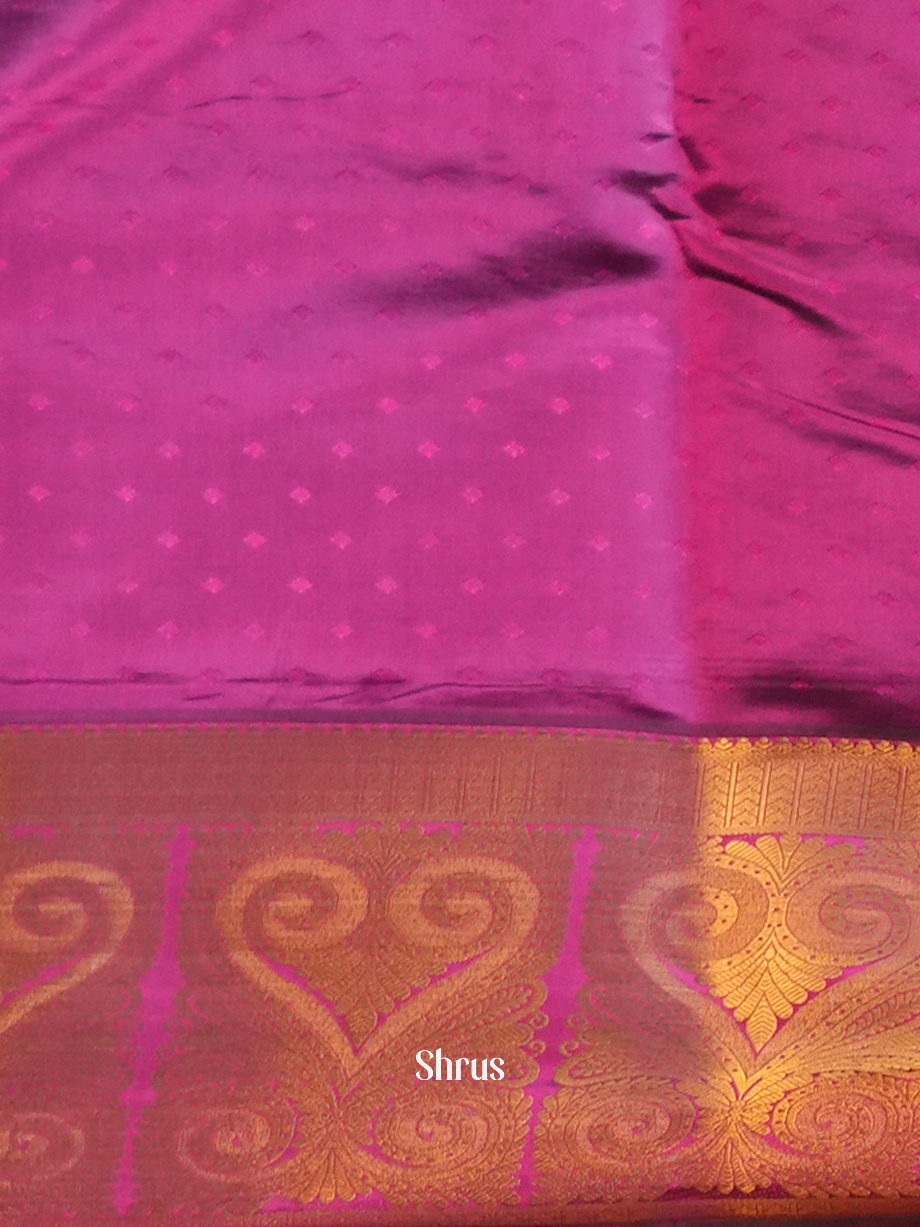 green & Majenta - Printed Silk Saree - Shop on Shrus.com