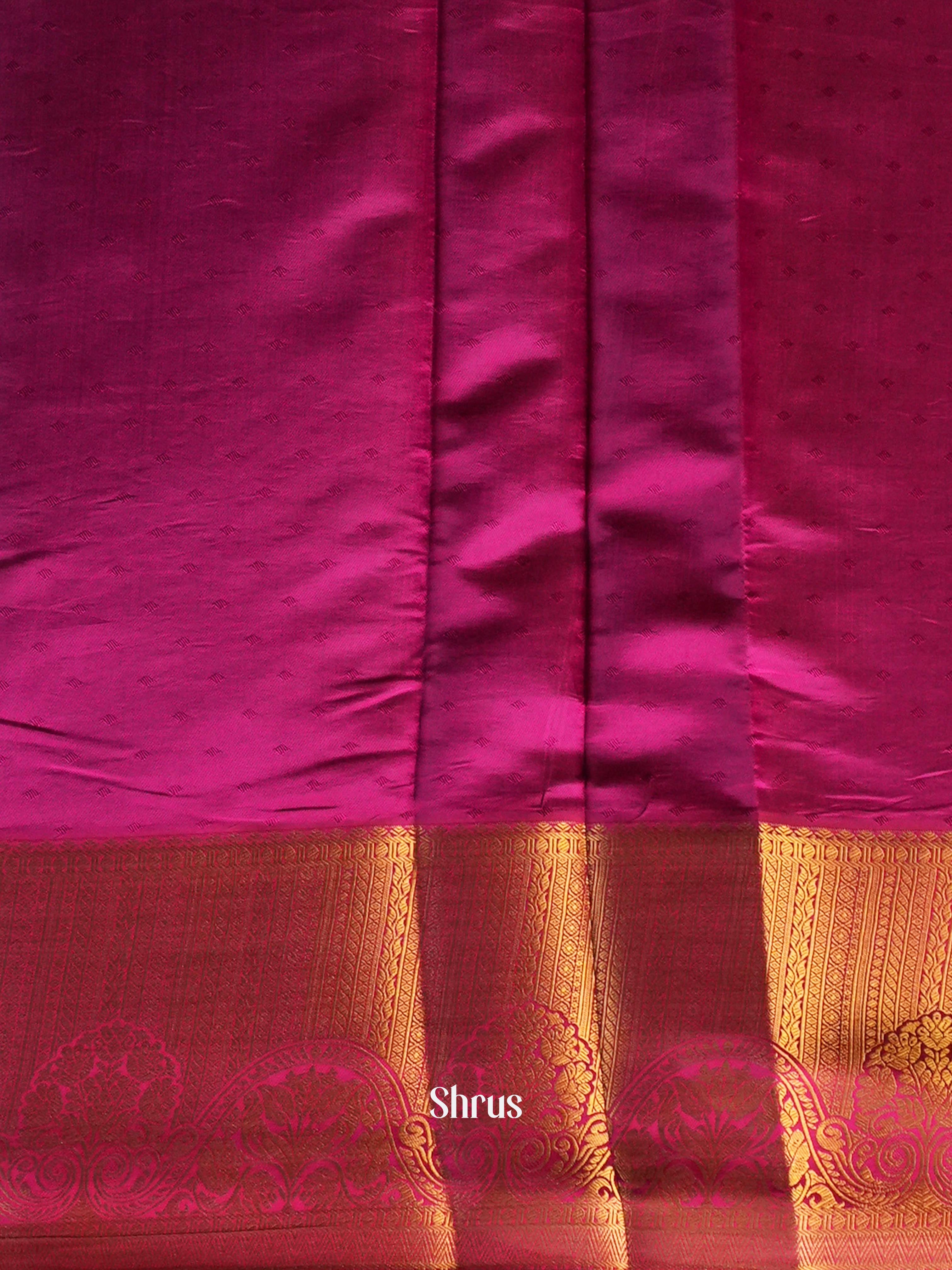 Green & Majenta - Printed Silk Saree - Shop on Shrus.com
