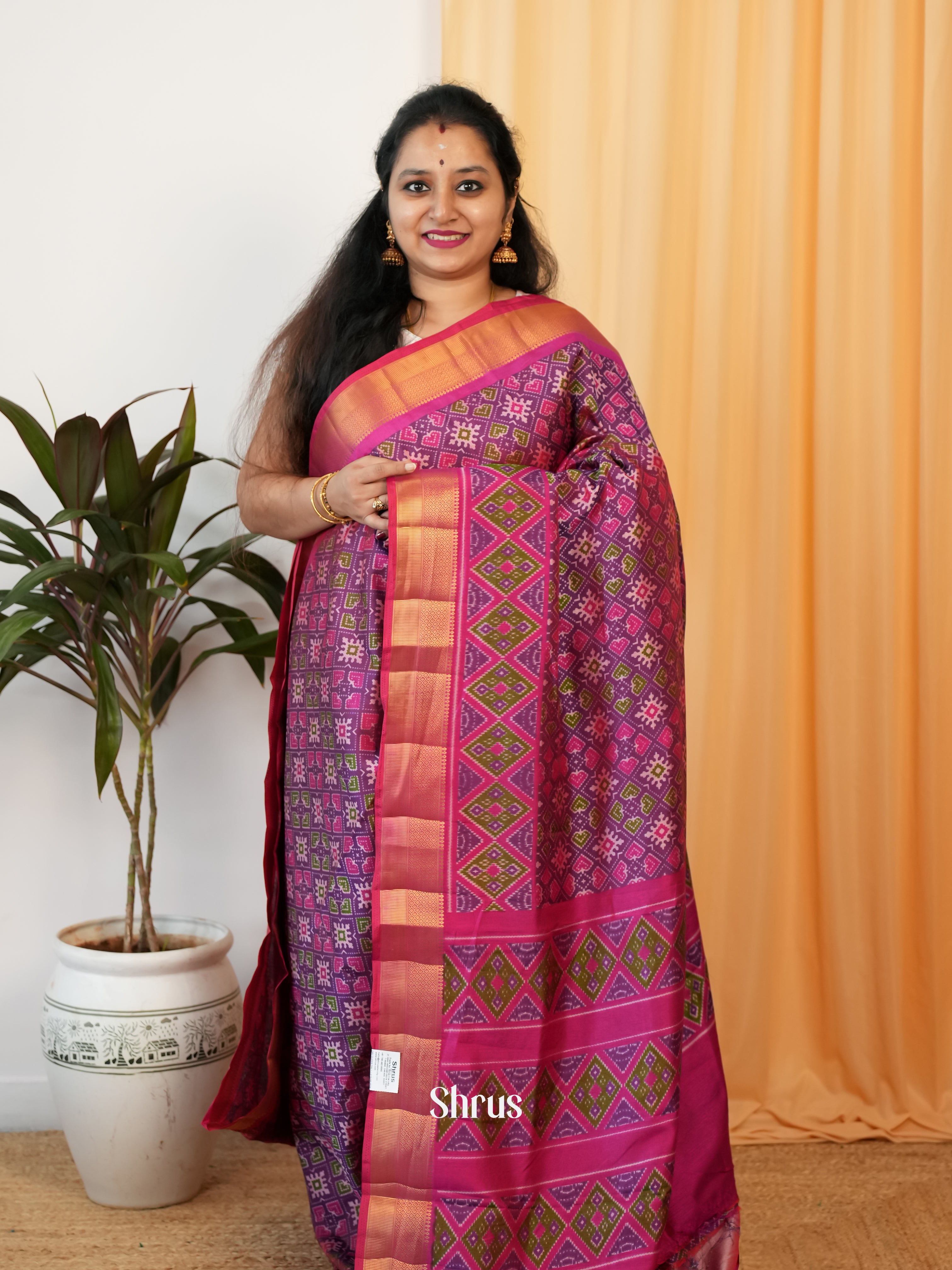 Purple & Pink - Semi Patola Saree - Shop on Shrus.com
