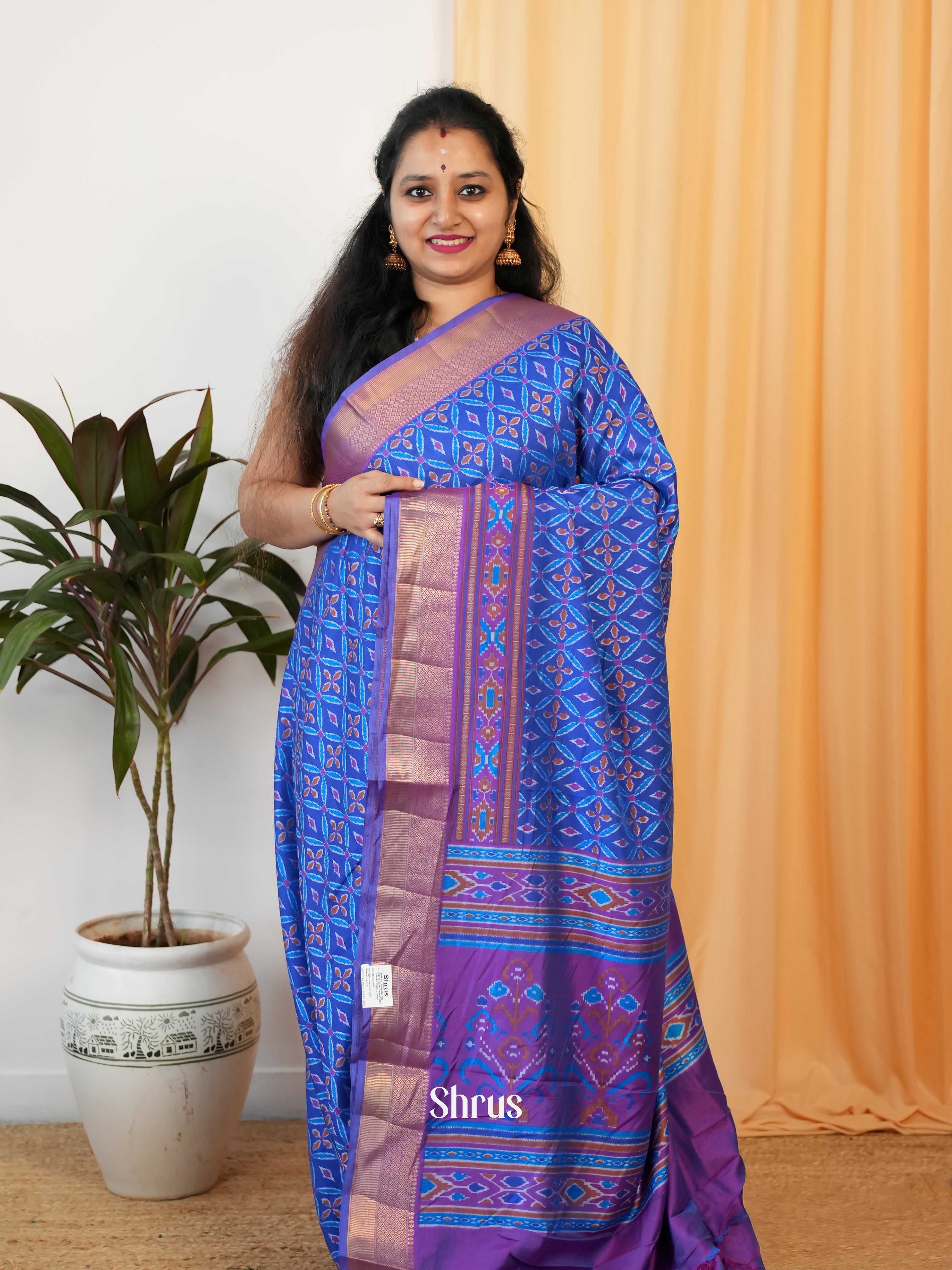 Blue & Purple - Semi Patola Saree - Shop on Shrus.com