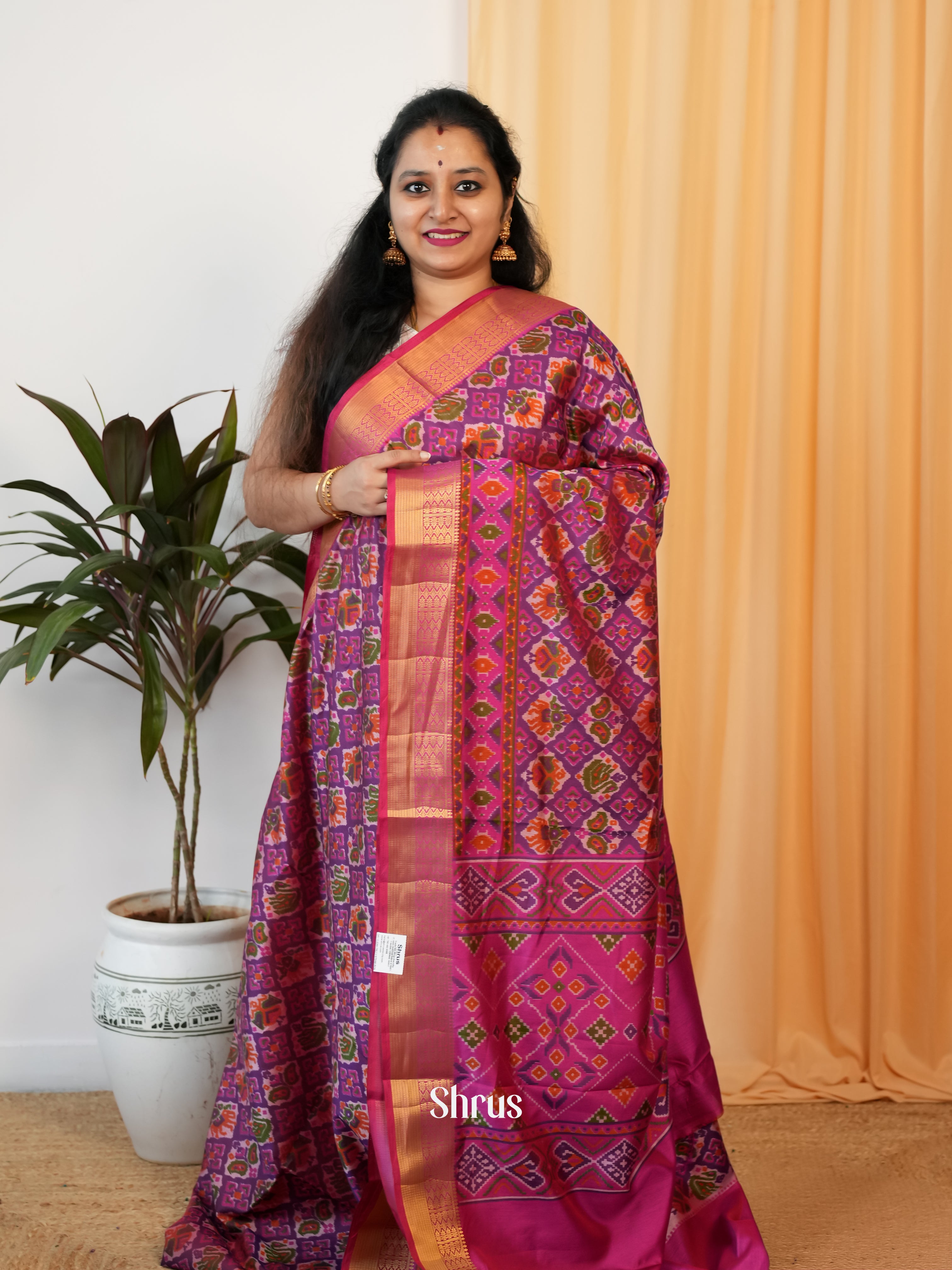 Purple & Pink- Semi Patola - Shop on Shrus.com
