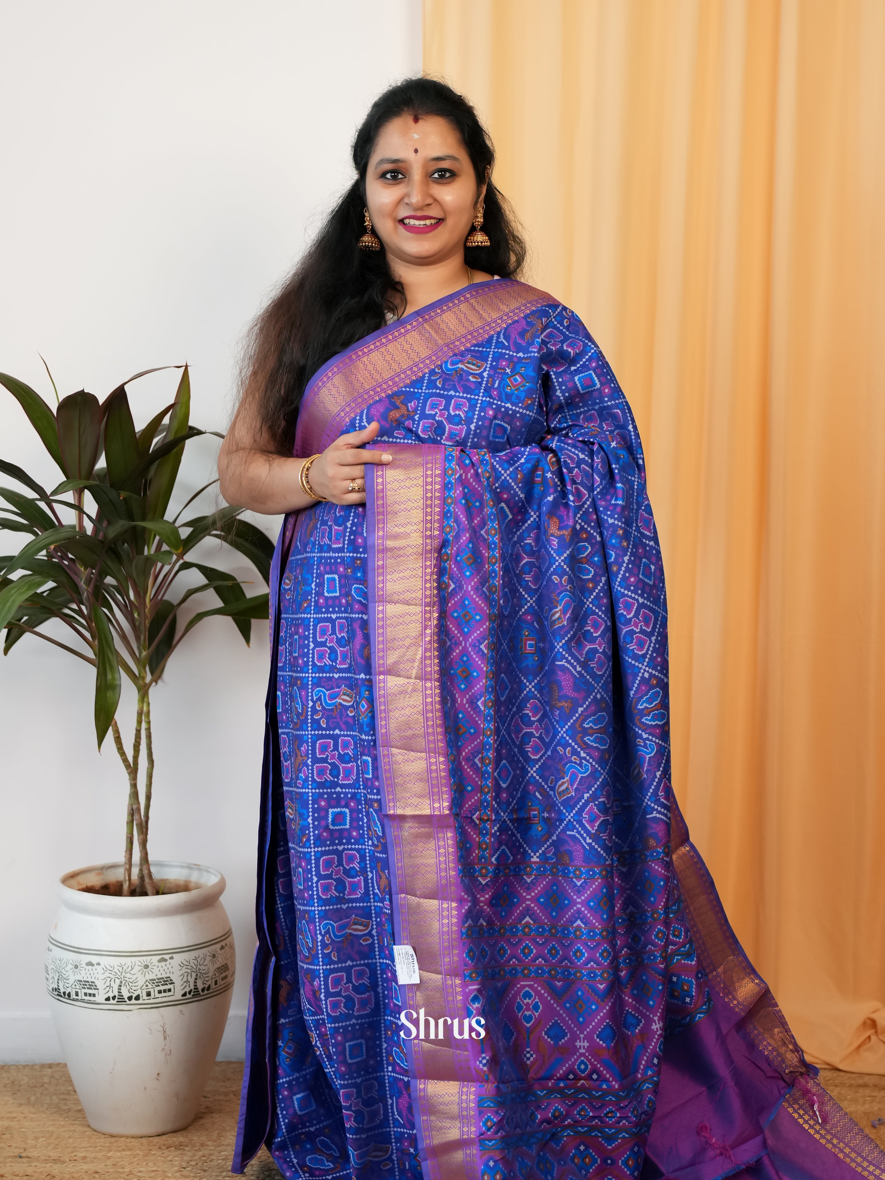 Blue & Purple- Semi Patola - Shop on Shrus.com