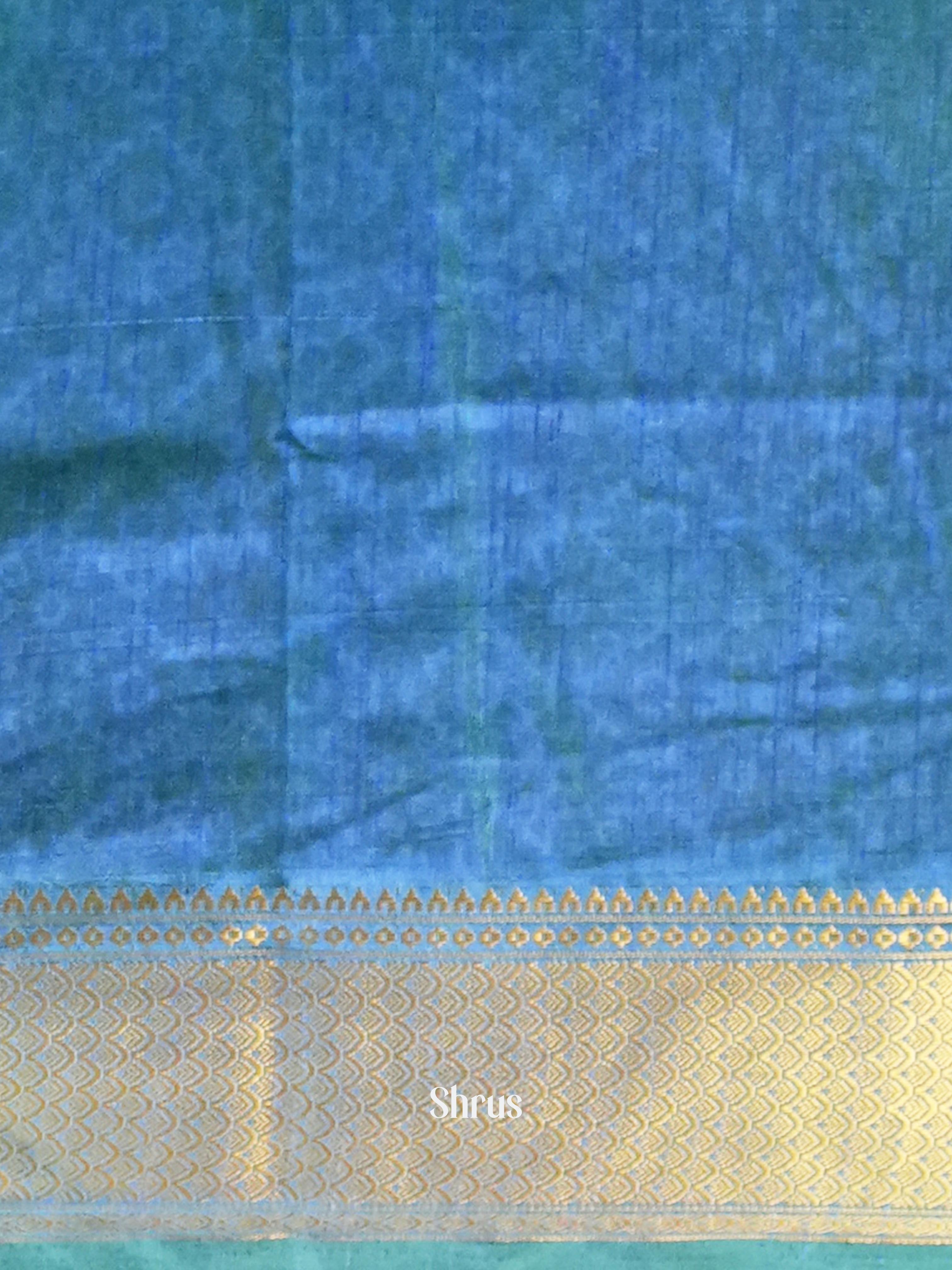 Teal & Blue- Semi Patola Saree - Shop on Shrus.com