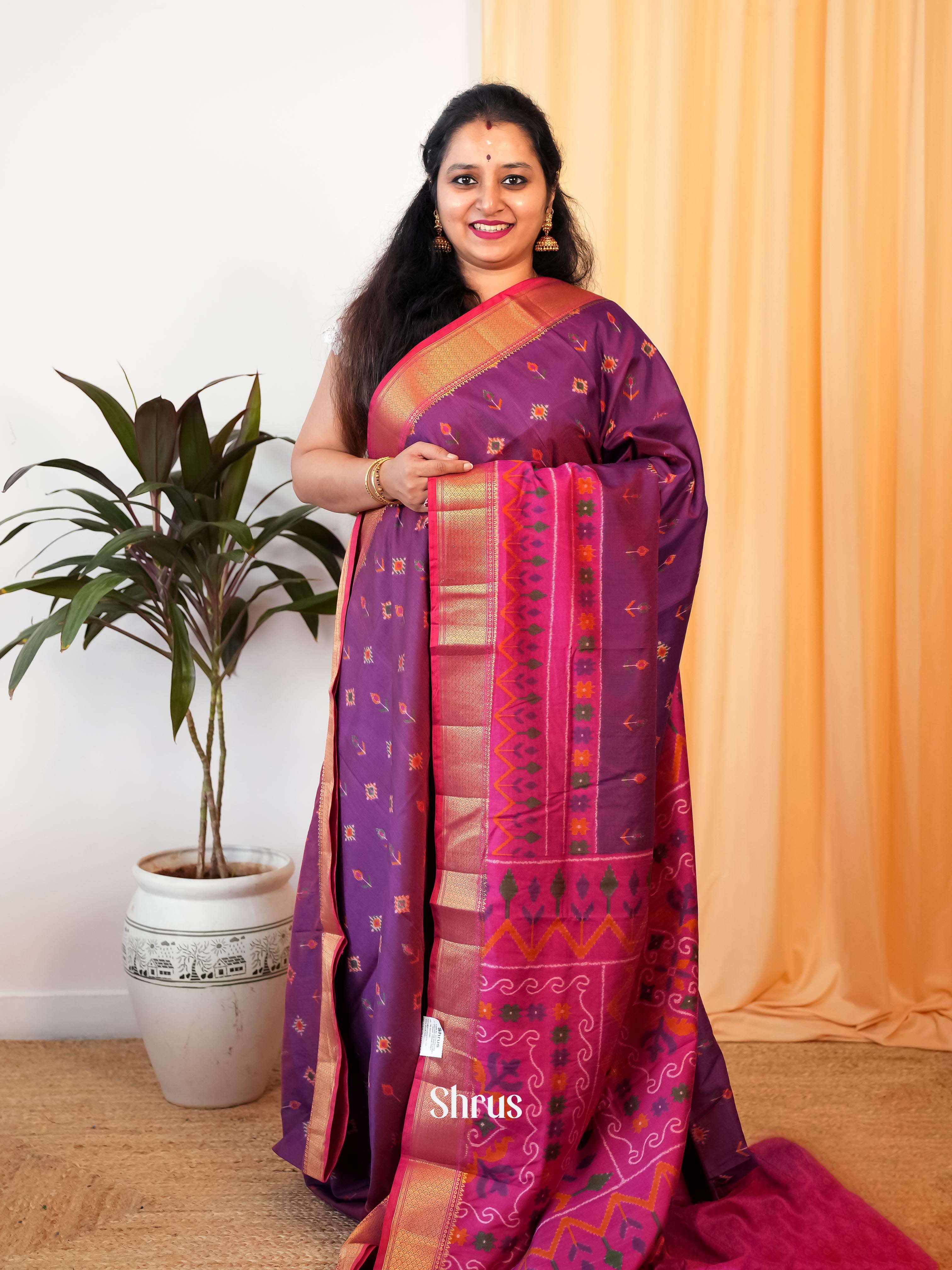 Purple & Pink - Semi Patola Saree - Shop on Shrus.com