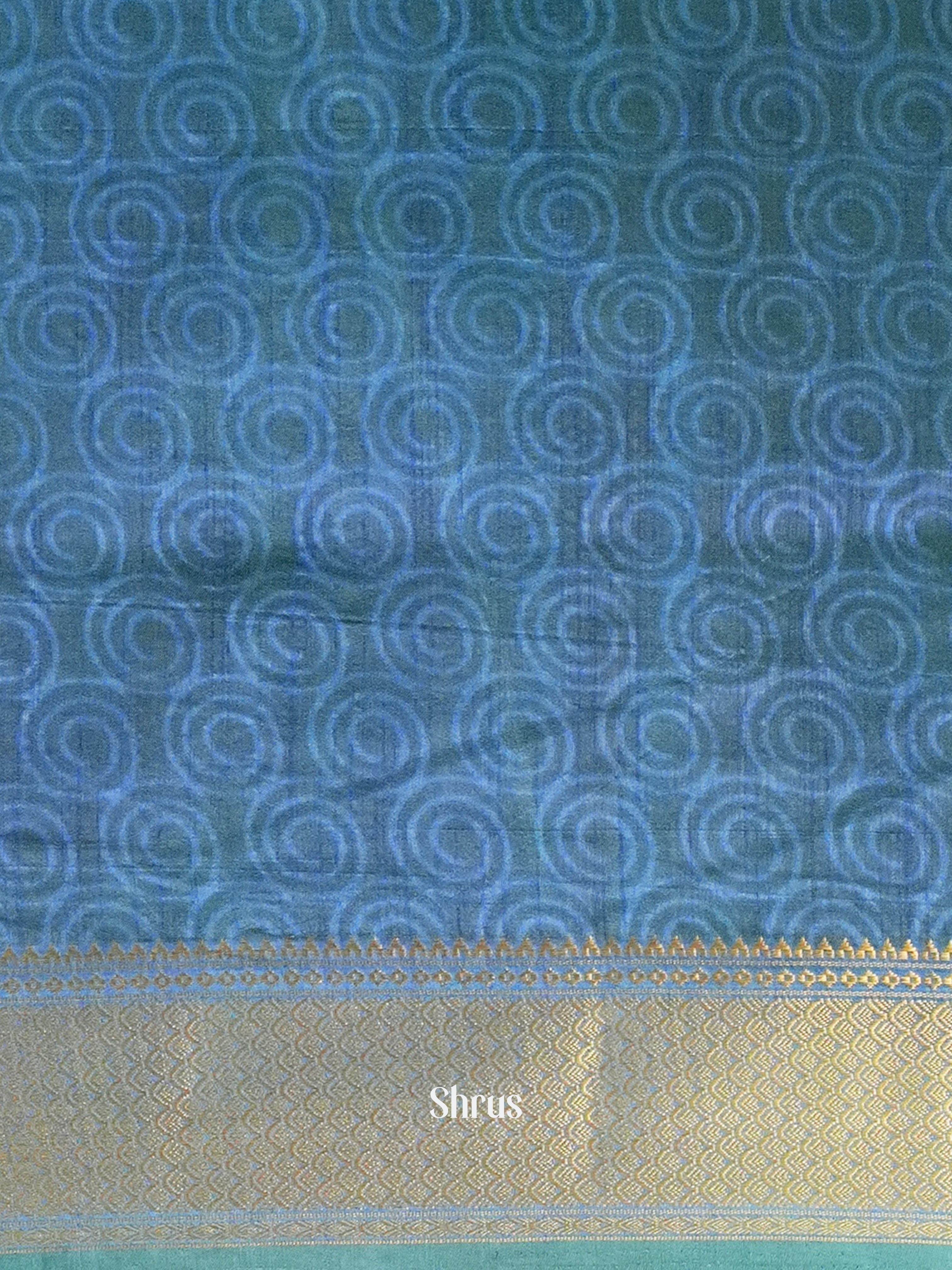 Teal & Blue - Semi Patola Saree - Shop on Shrus.com