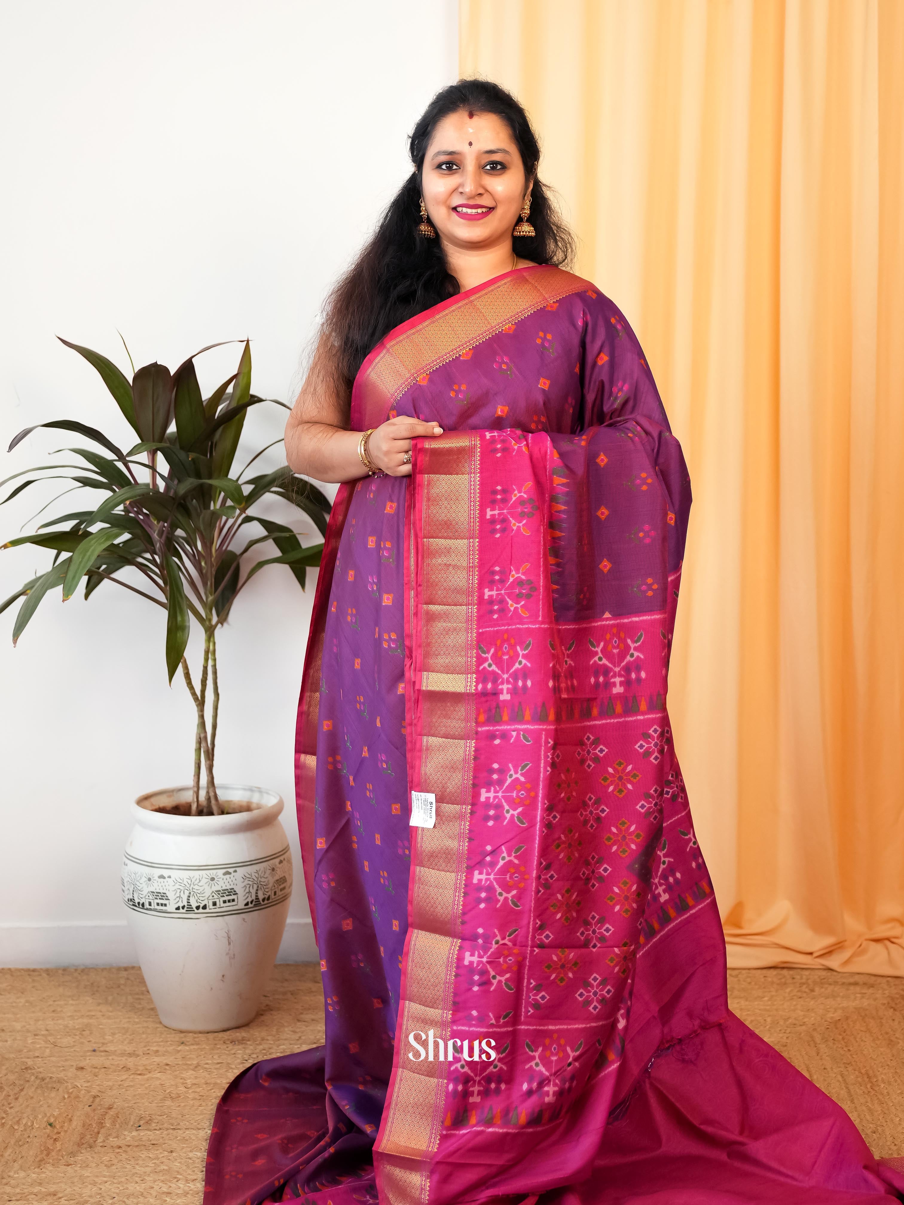 Purple & Pink - Semi Patola Saree - Shop on Shrus.com