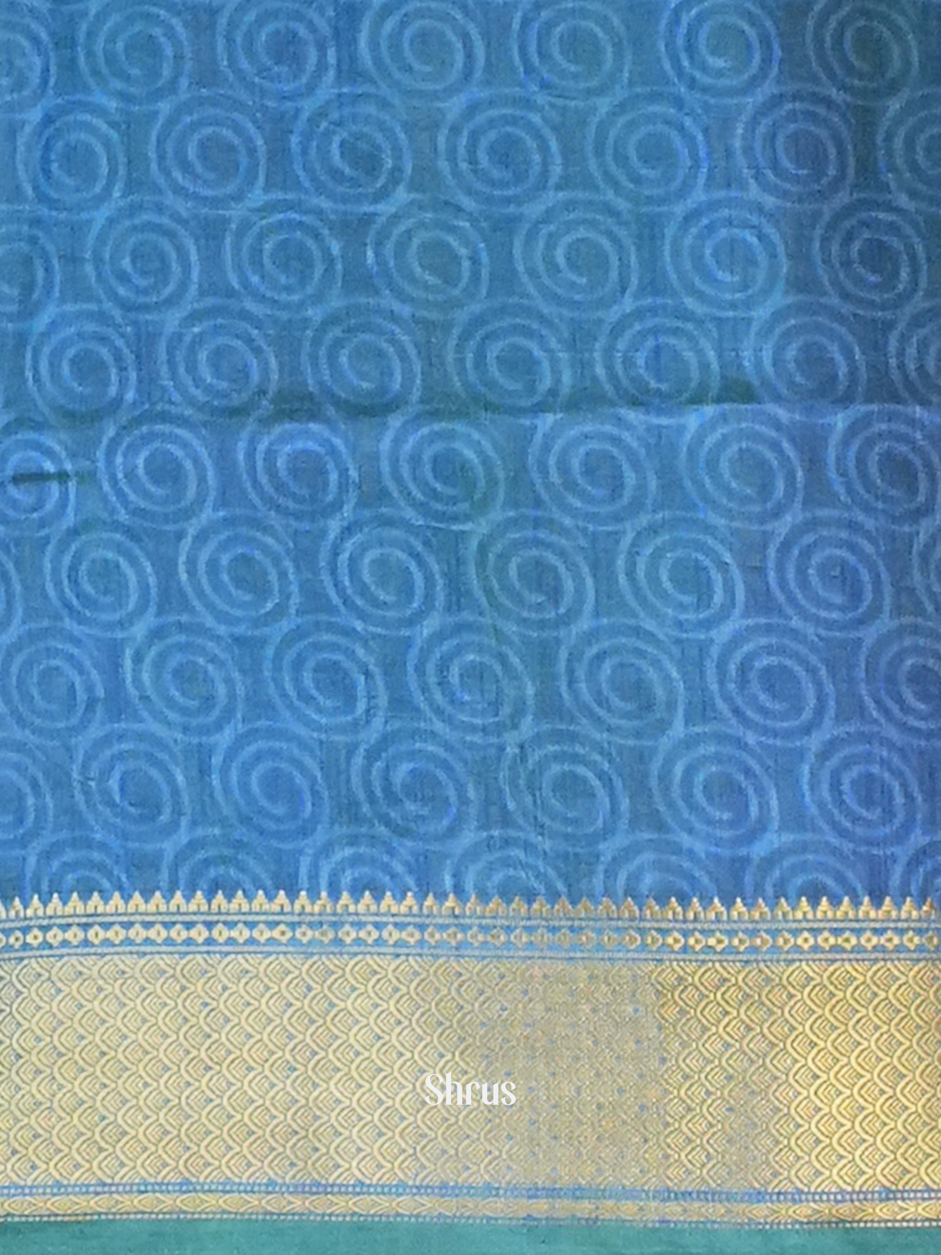 Teal & Blue - Semi Patola Saree - Shop on Shrus.com