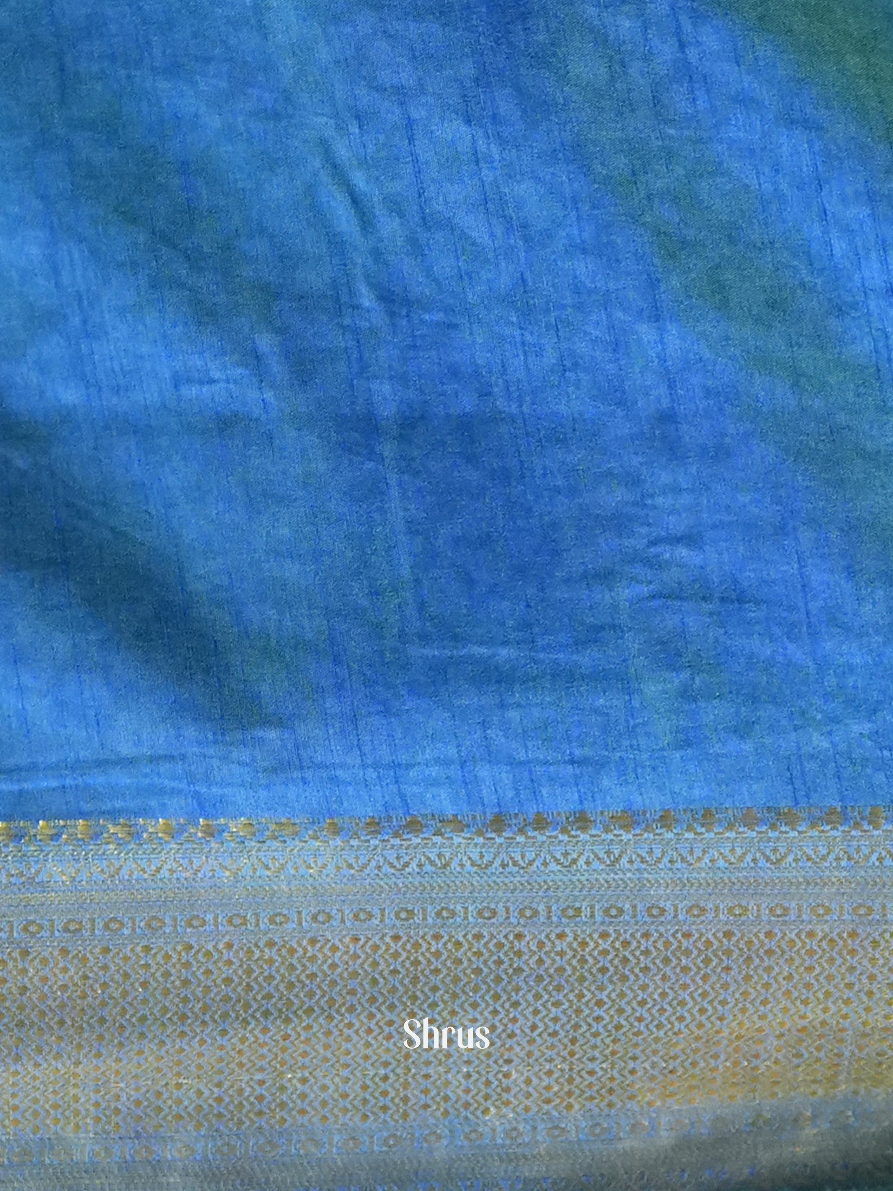Green & Blue - Semi Patola Saree - Shop on Shrus.com