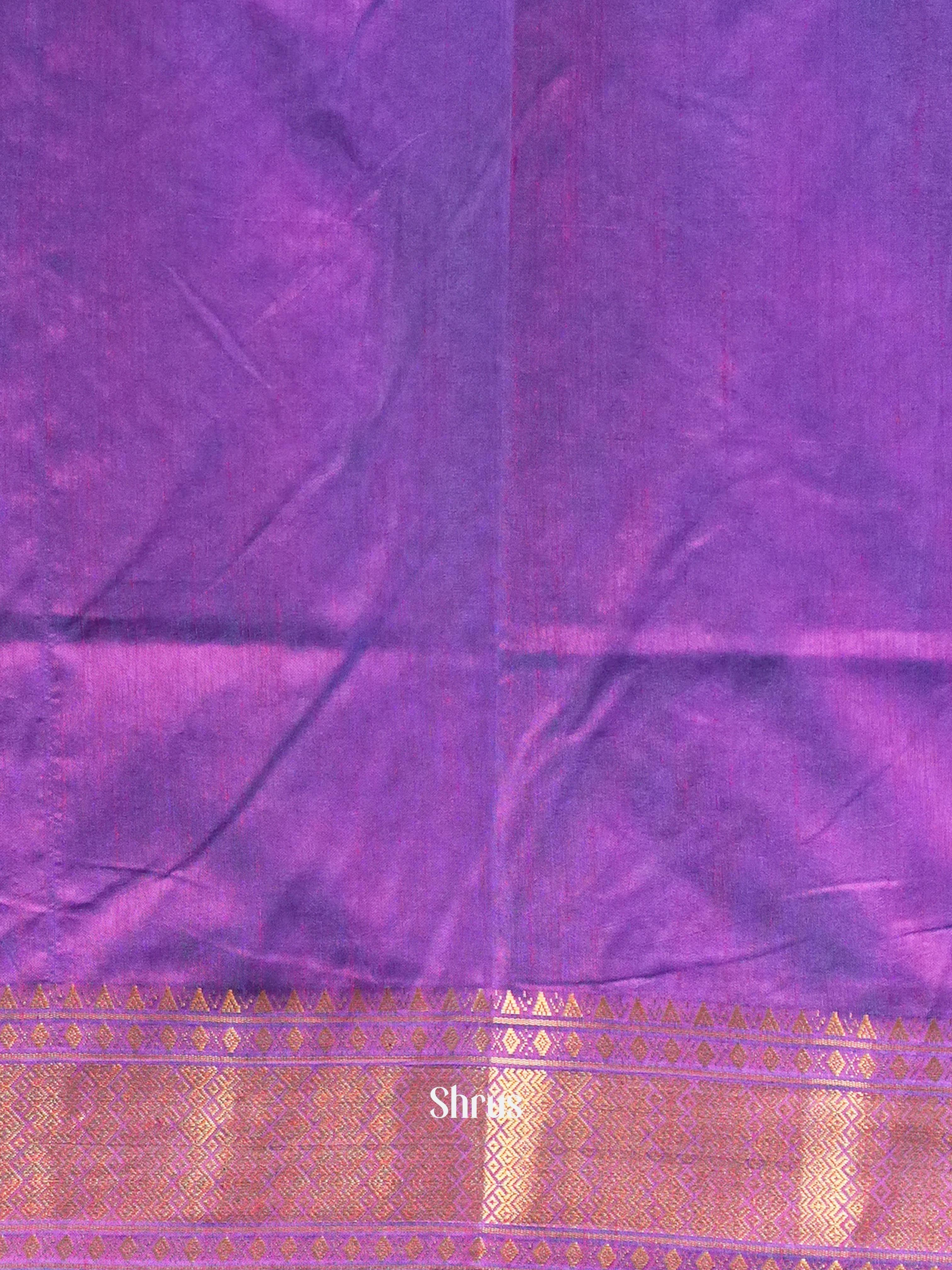 Blue & Purple- Semi Patola Saree - Shop on Shrus.com