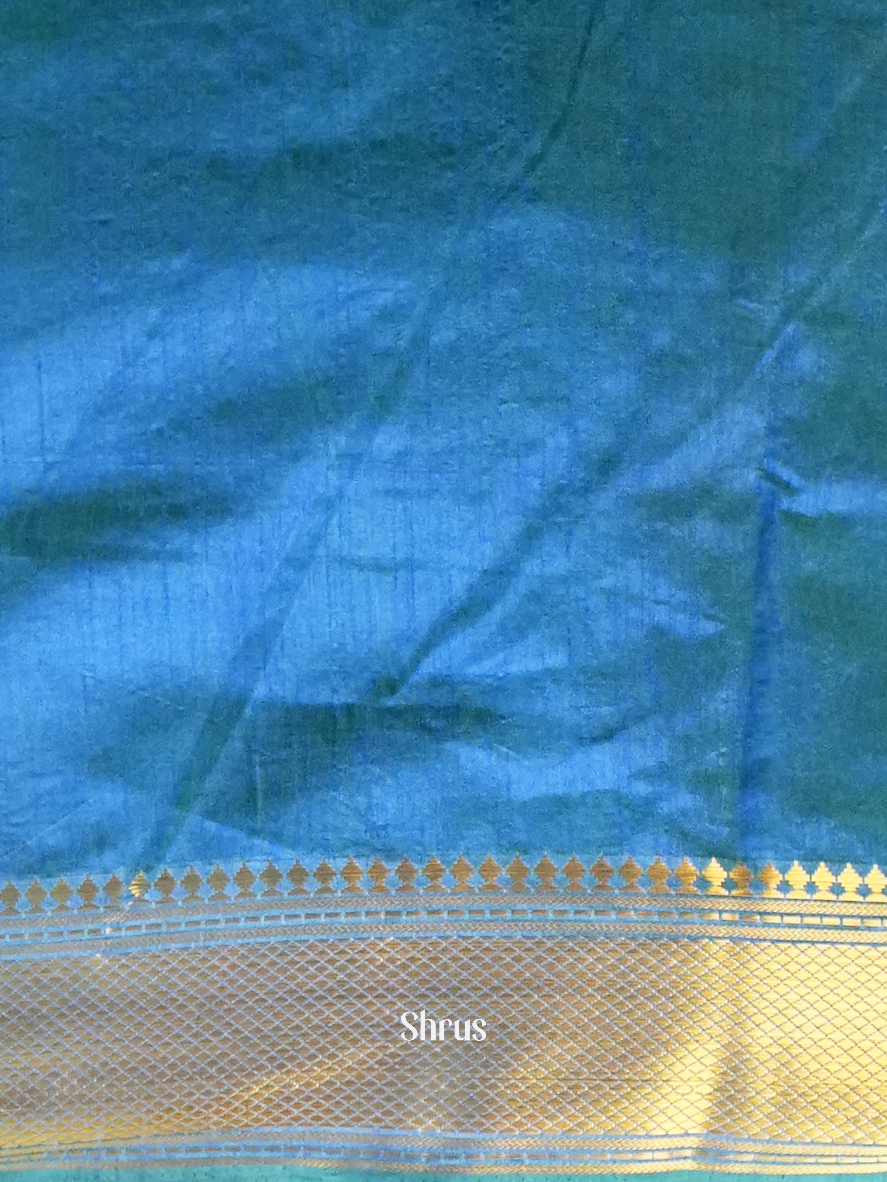Green & Blue - Semi Patola Saree - Shop on Shrus.com
