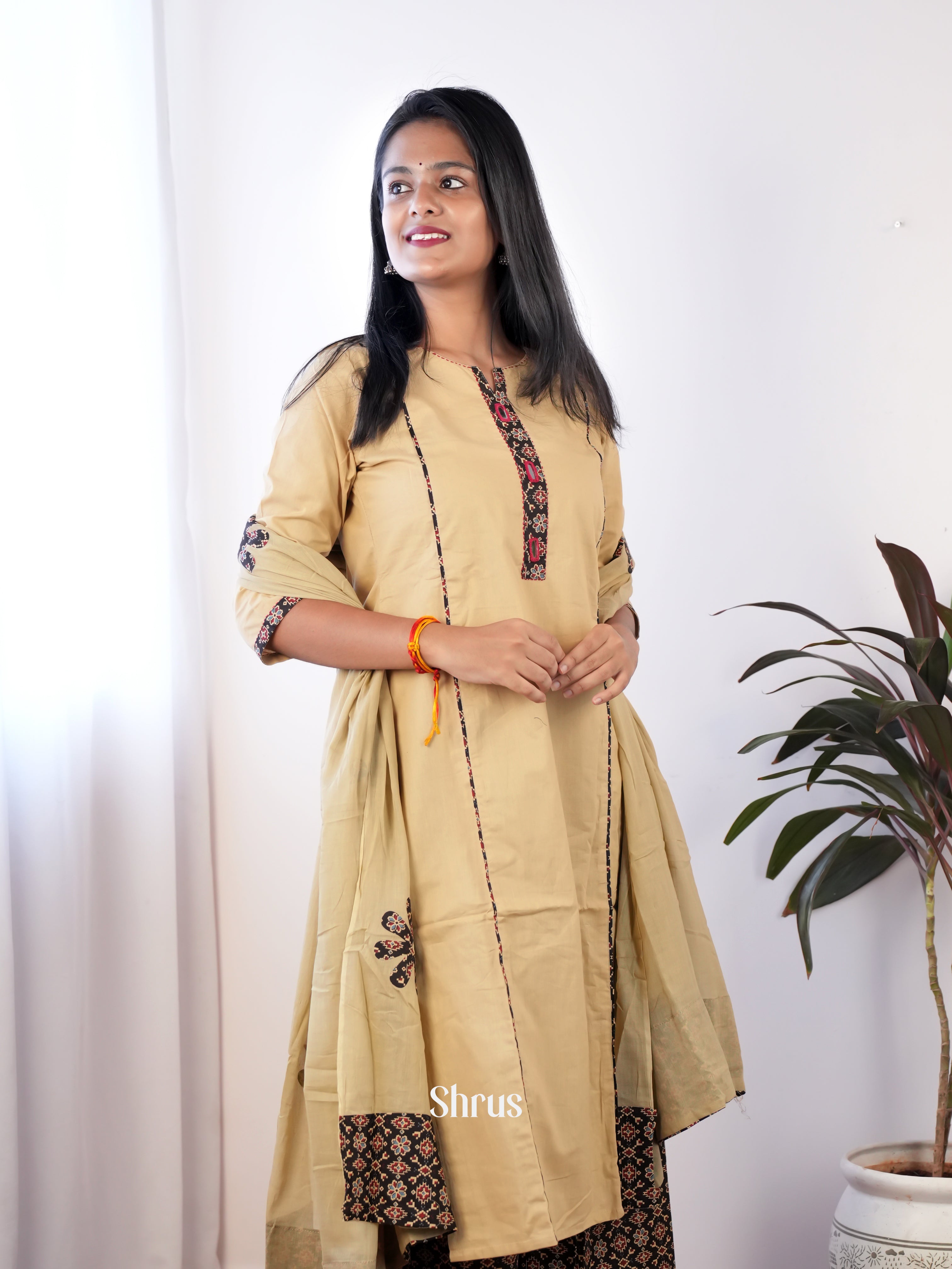 Beige & Black- 3pc Readymade Suits - Shop on Shrus.com