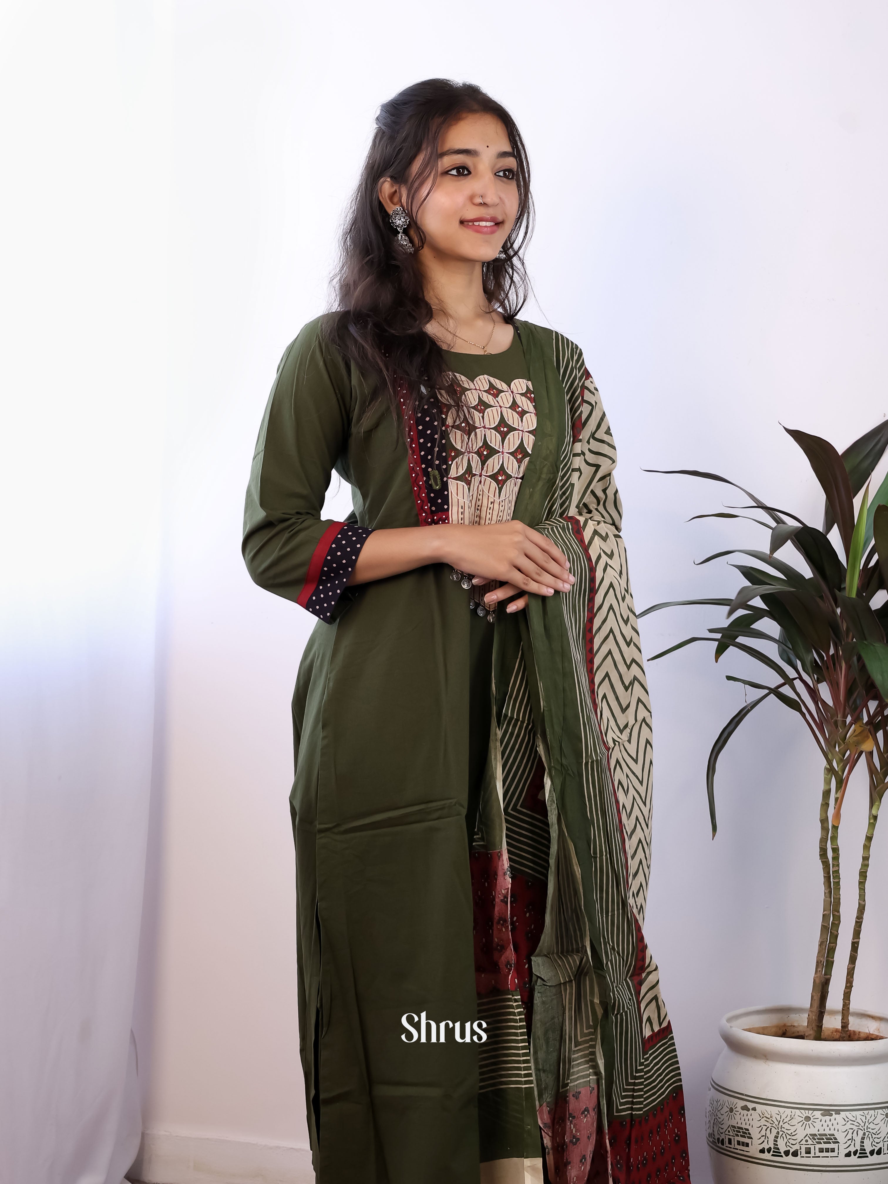 Green & Cream-3pc Readymade Suits - Shop on Shrus.com