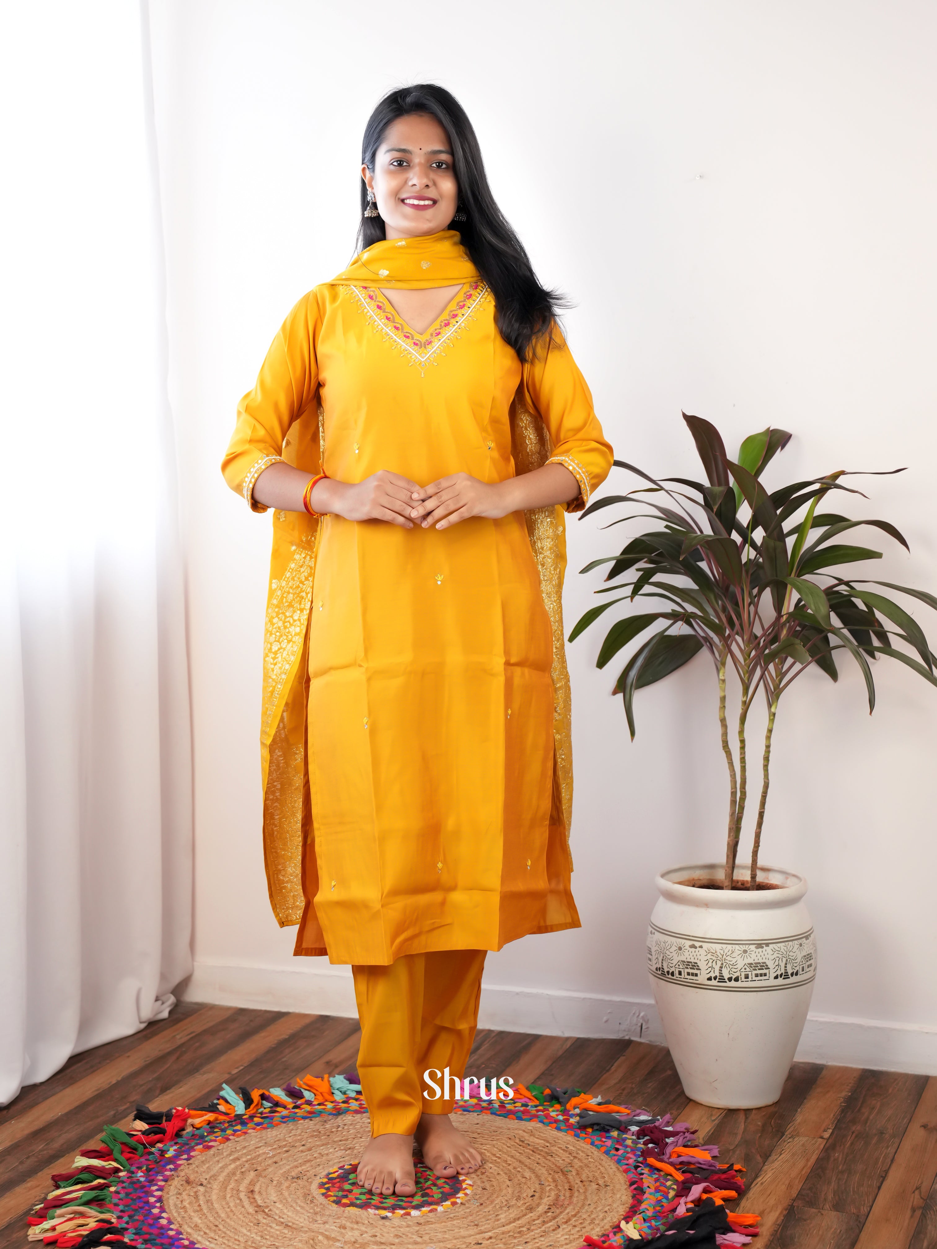 Mustard - festive wear 3pc Readymade Suits - Shop on Shrus.com