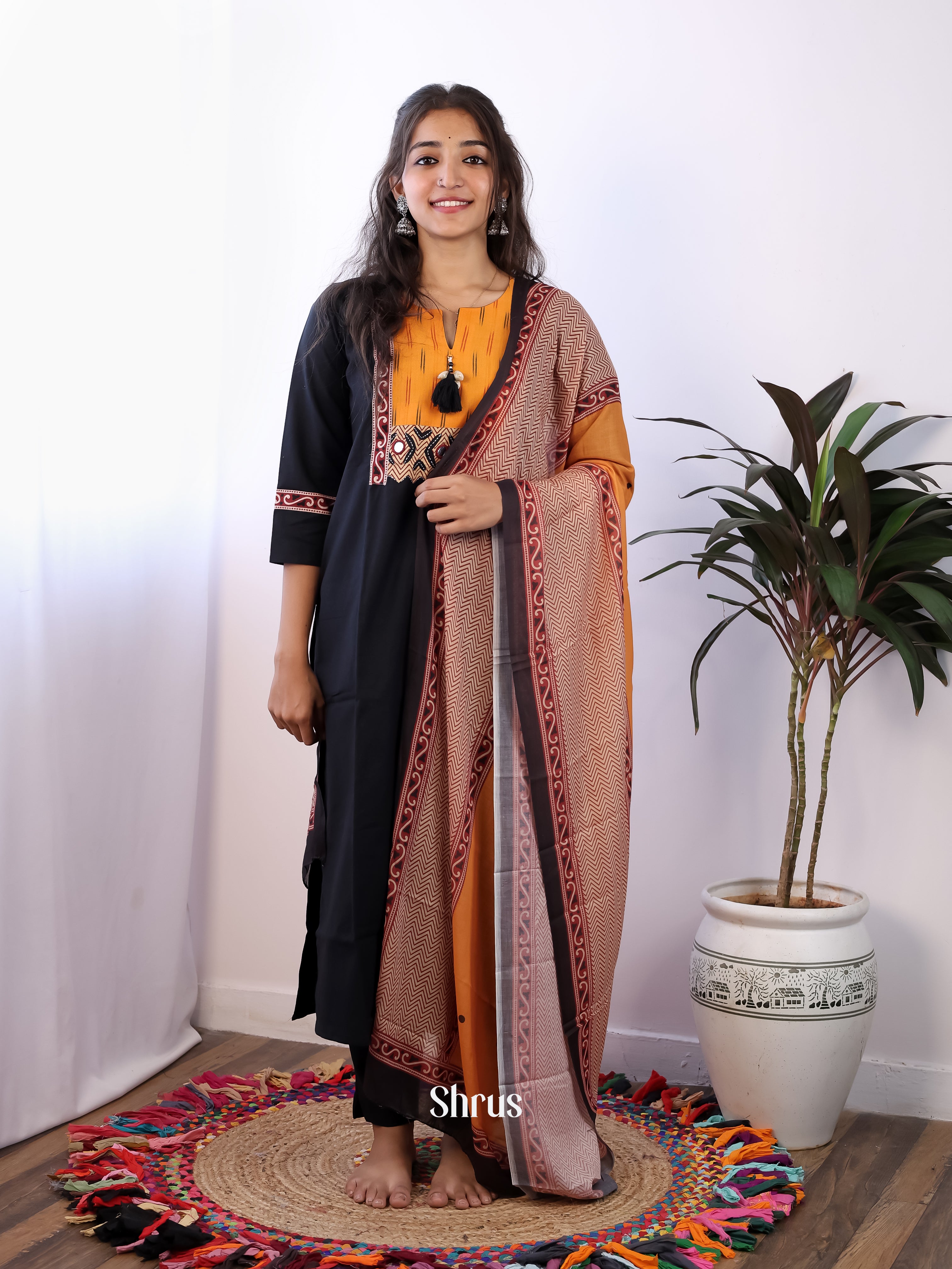 Black & Mustard-3pc Readymade Suits - Shop on Shrus.com