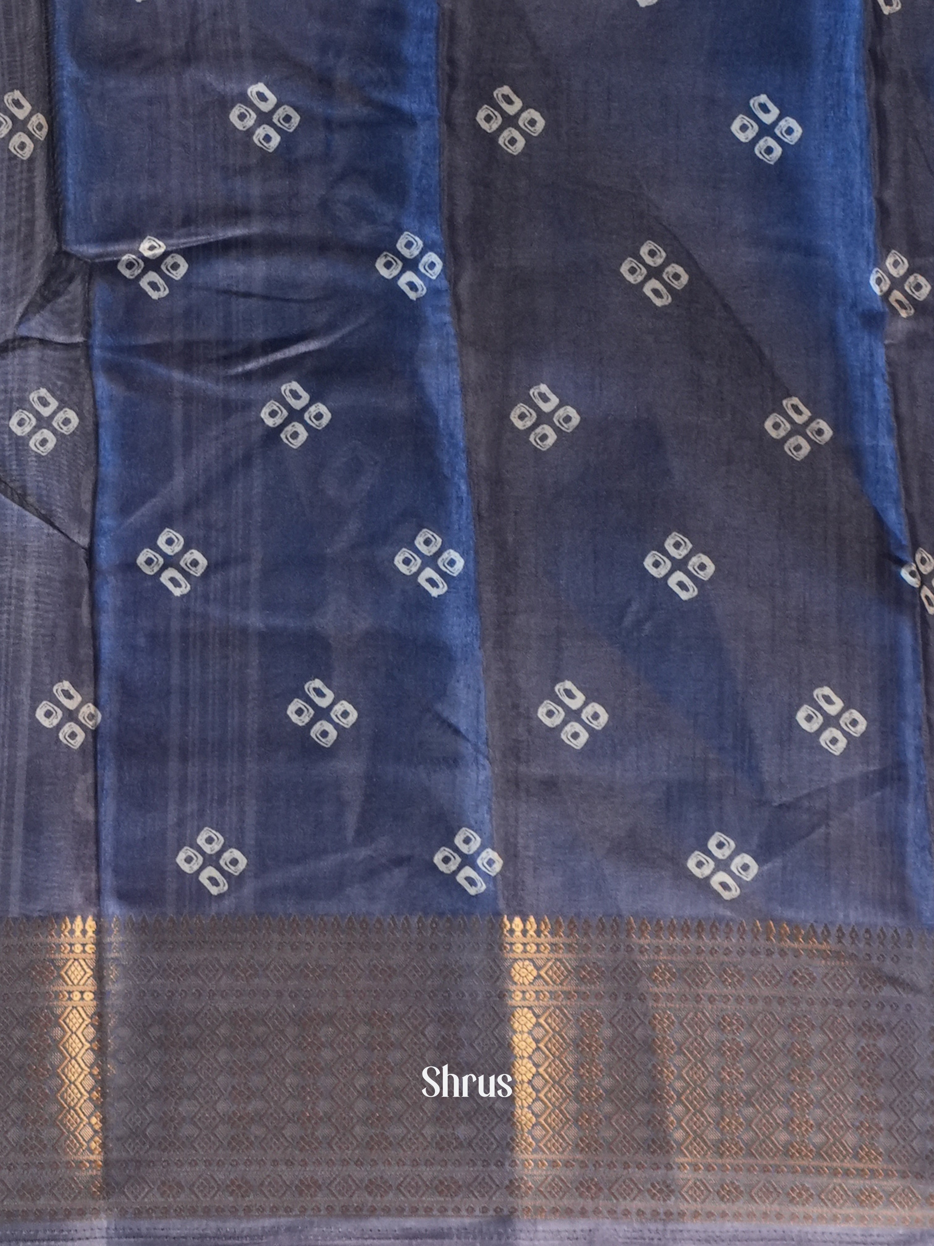 blue - Semi Crepe Saree - Shop on Shrus.com