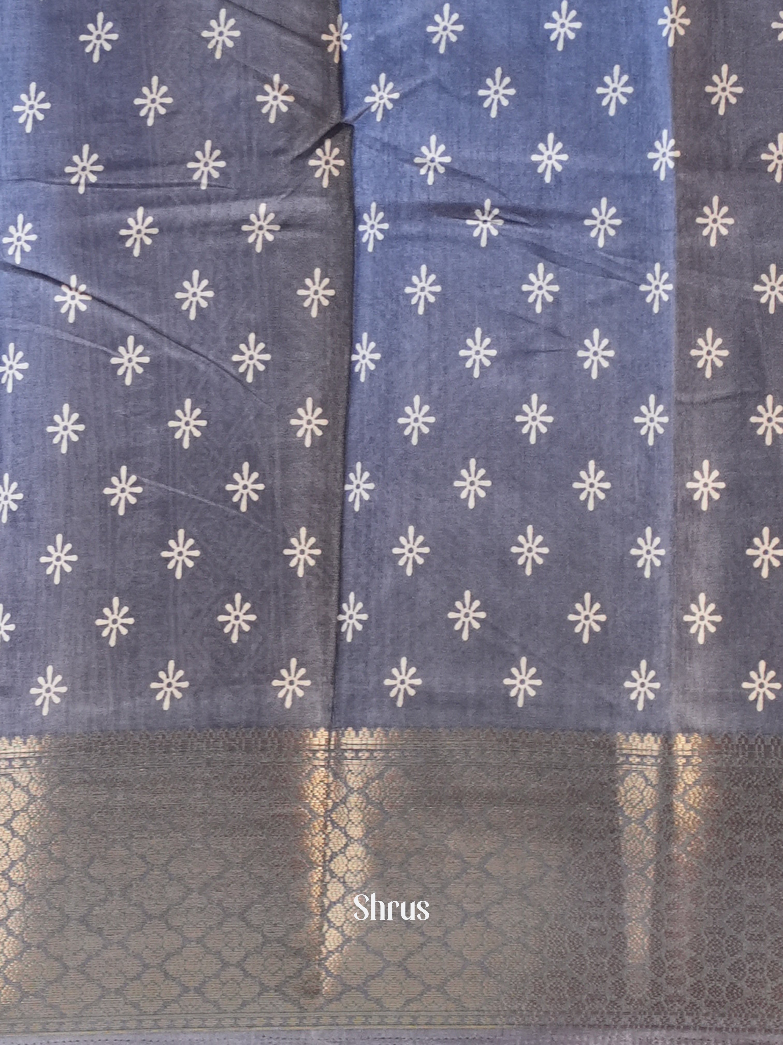 Grey - Semi Crepe Saree - Shop on Shrus.com