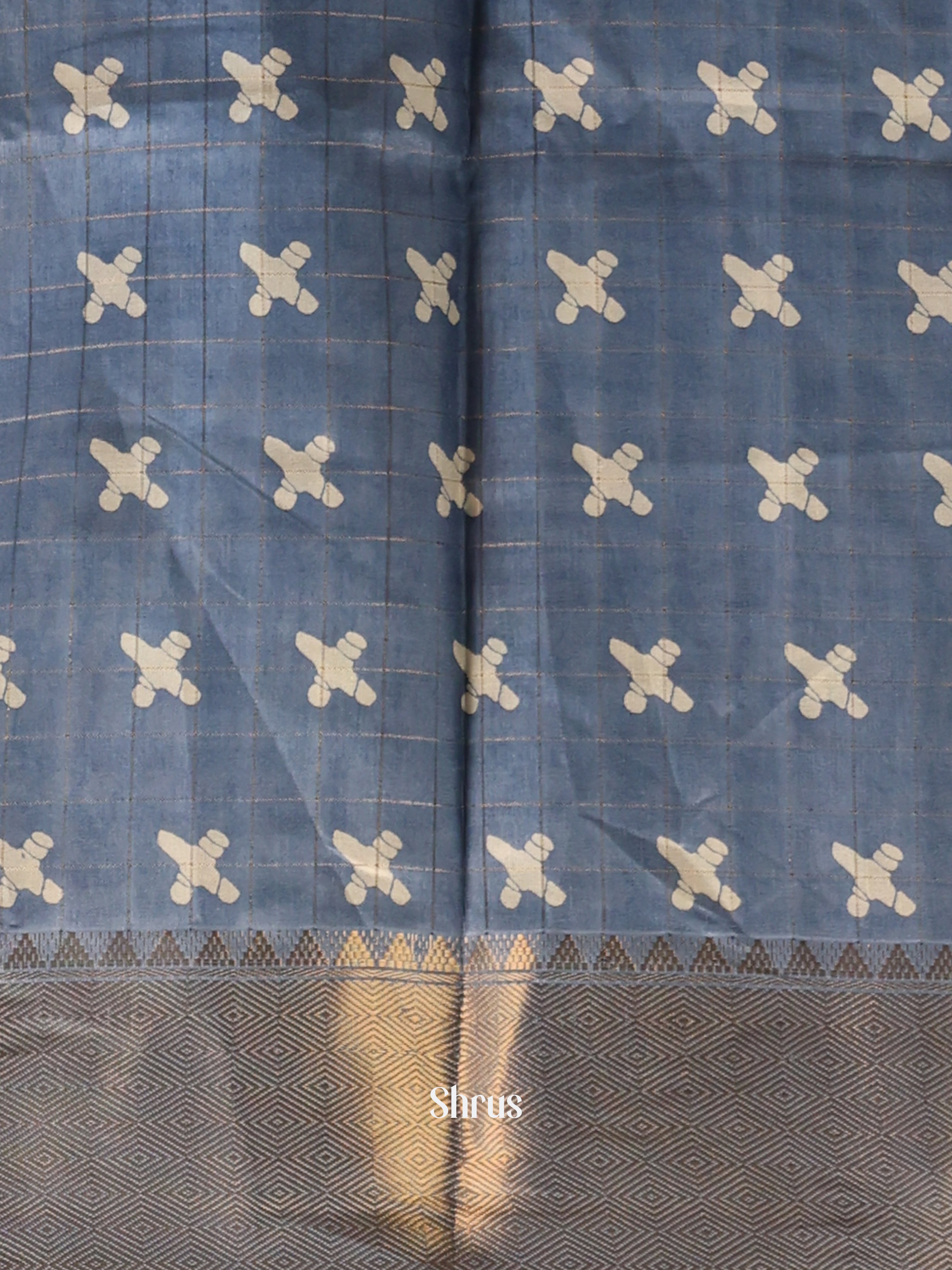 Grey - Semi Crepe Saree - Shop on Shrus.com