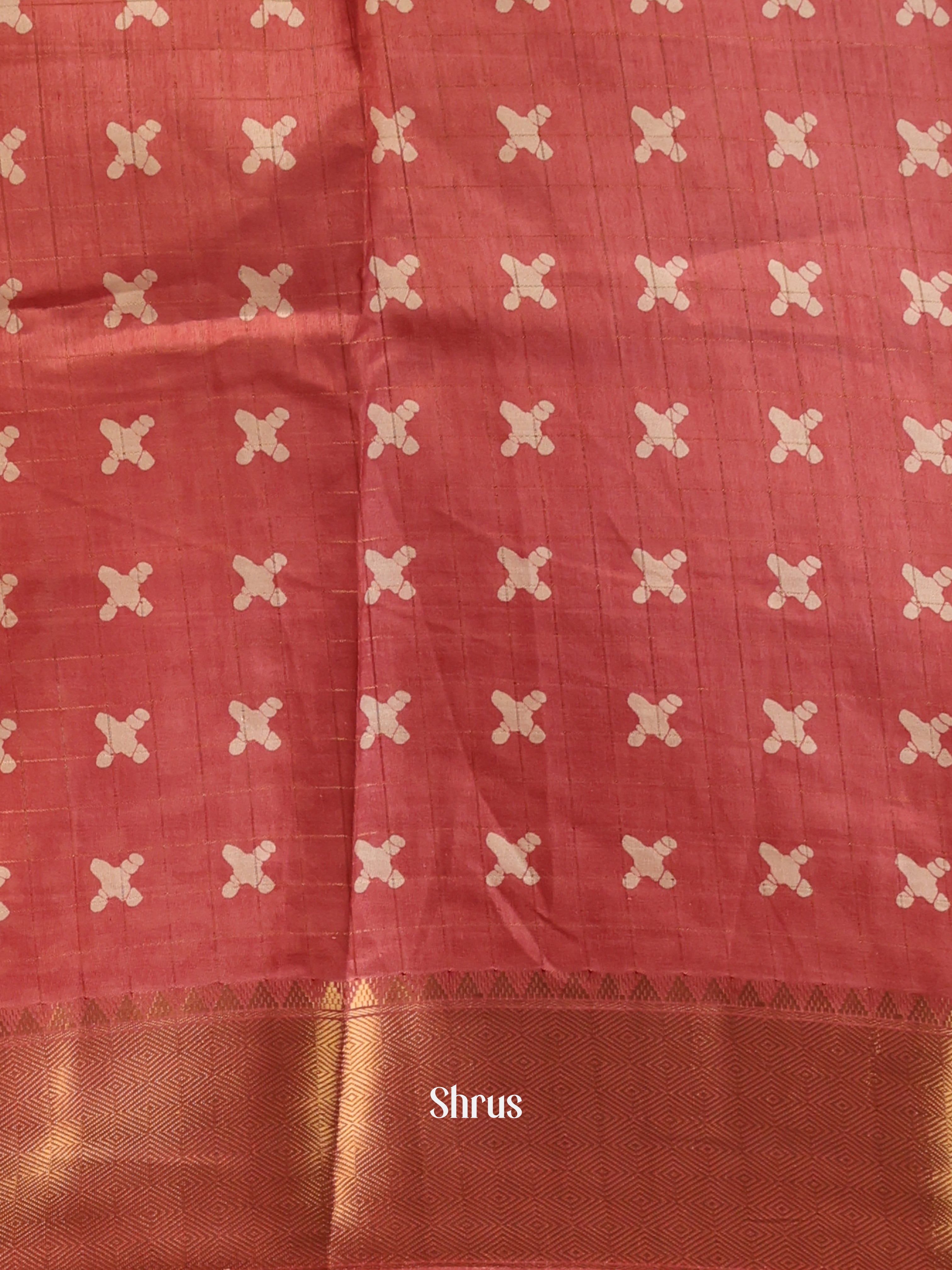 Brick - Semi Crepe Saree - Shop on Shrus.com