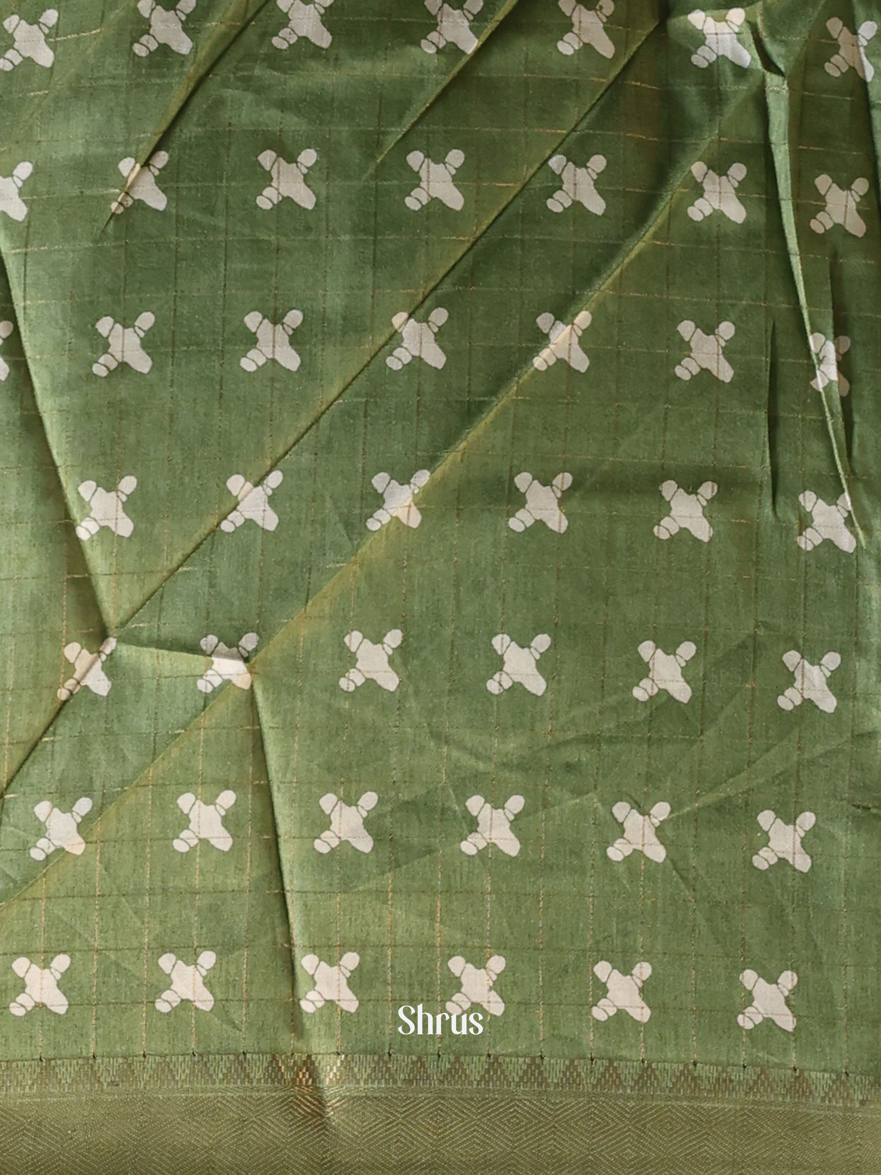 Green- Semi Crepe Saree - Shop on Shrus.com