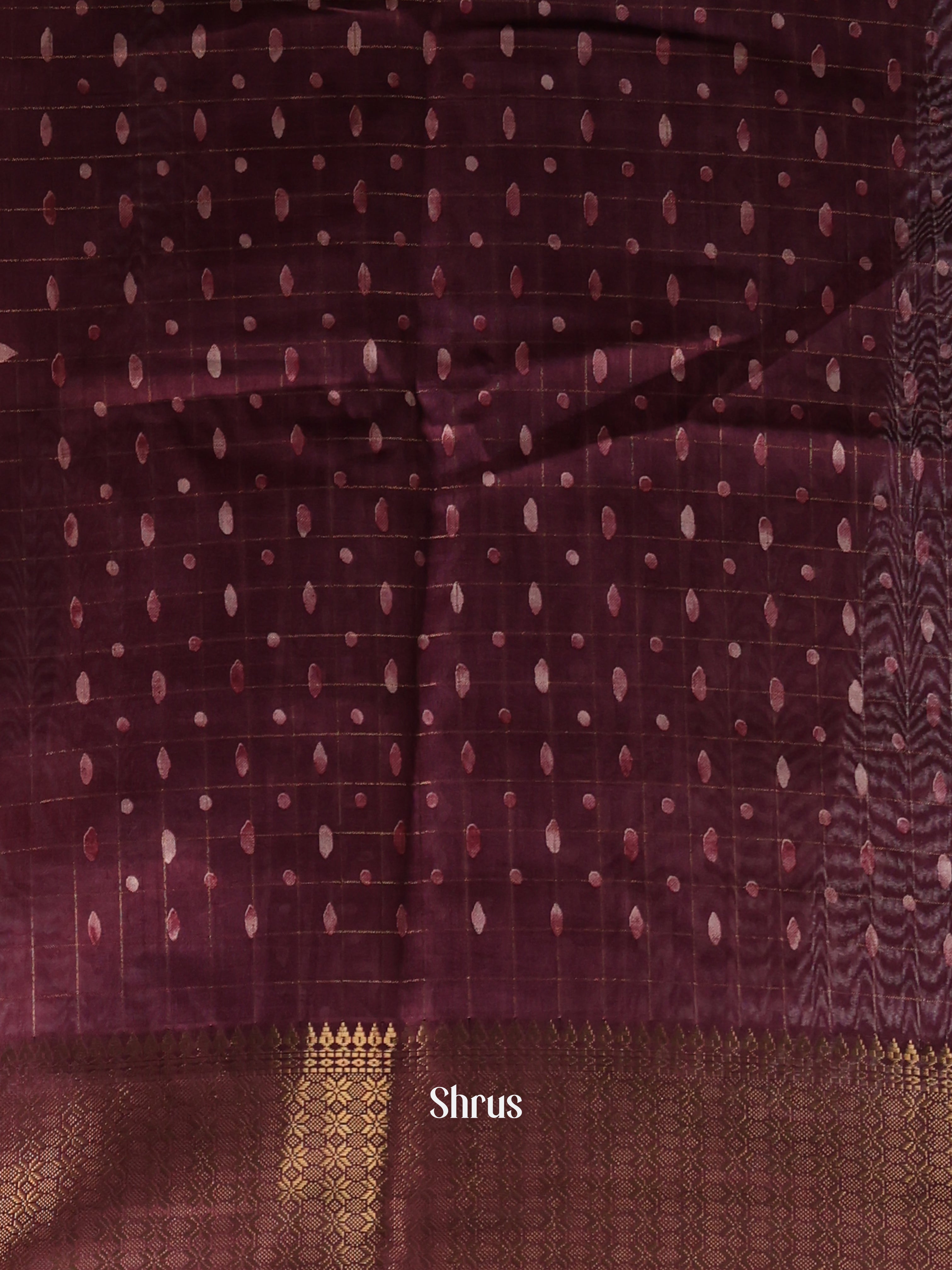 WIne - Semi Crepe Saree - Shop on Shrus.com