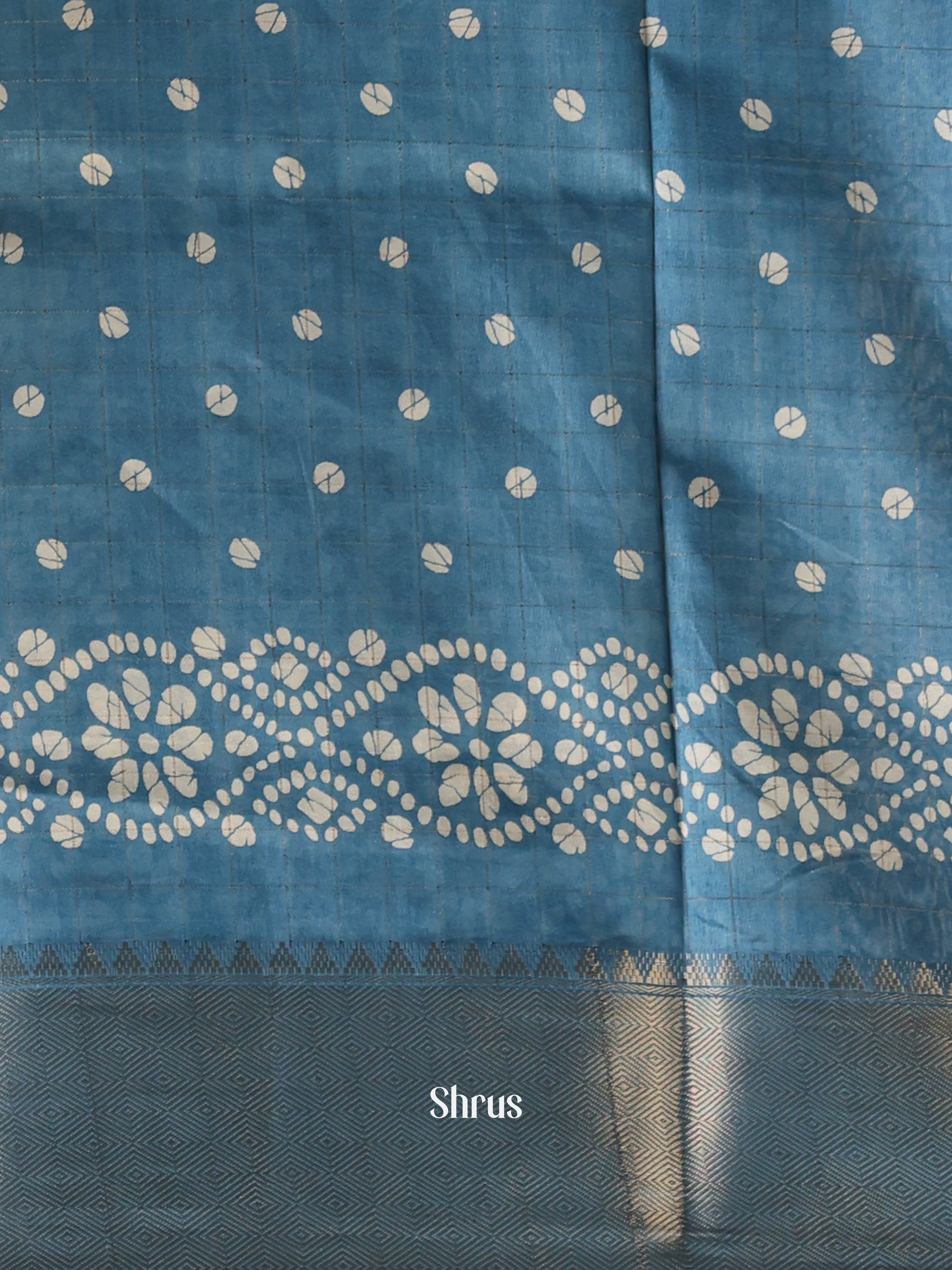 Blue- Semi Crepe Saree - Shop on Shrus.com