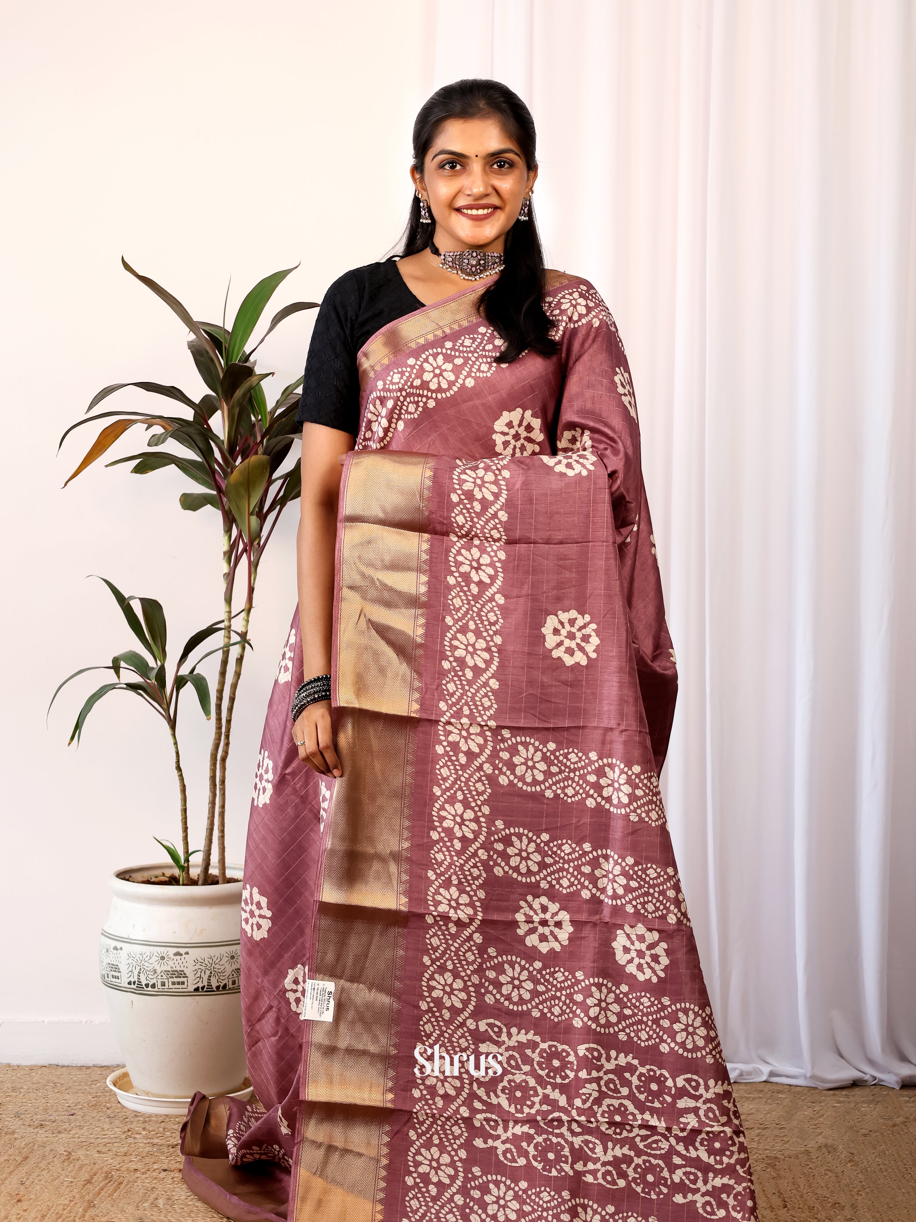 Onion Peel - Semi Crepe Saree - Shop on Shrus.com
