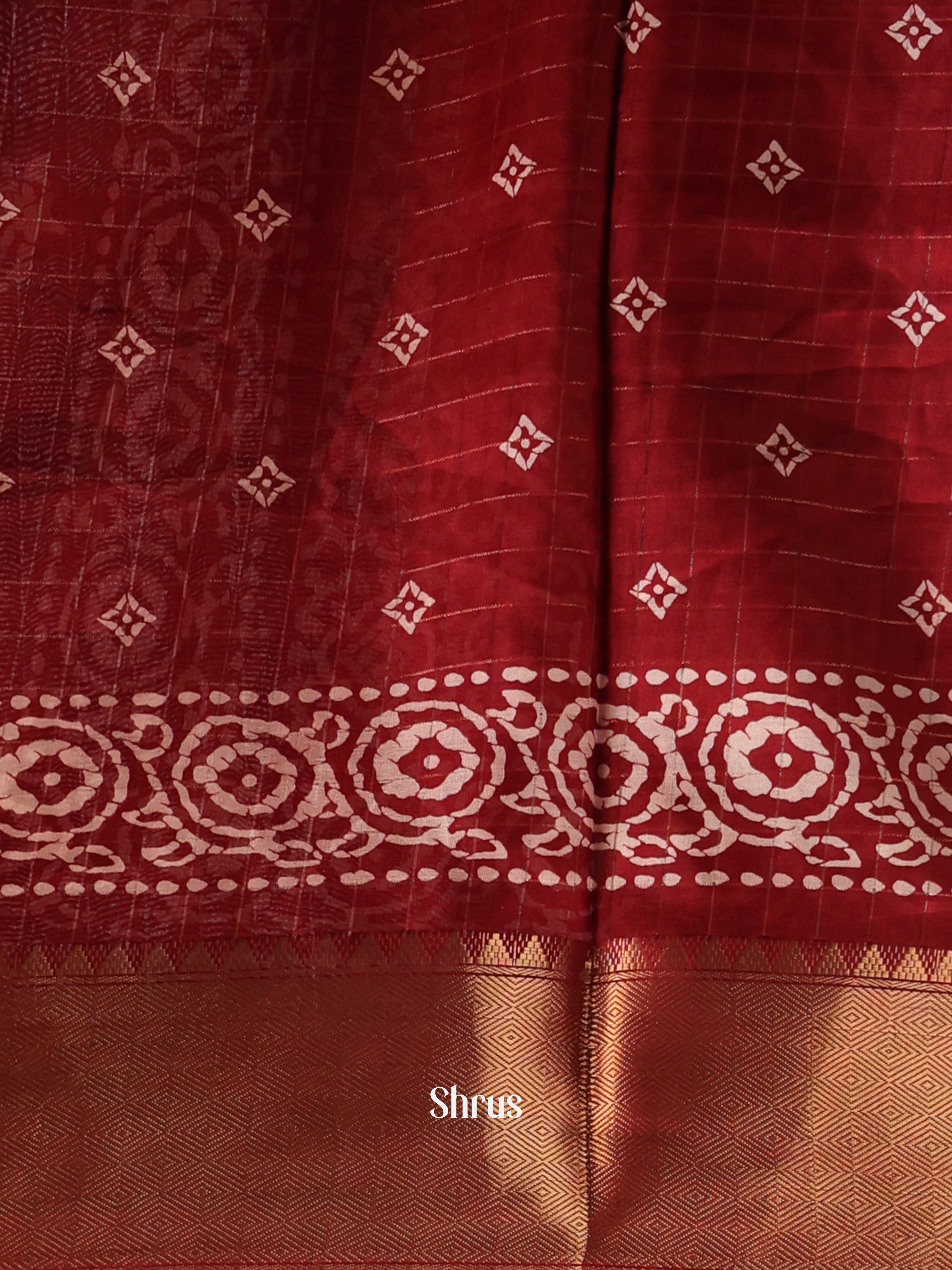 Red - Semi Crepe Saree - Shop on Shrus.com