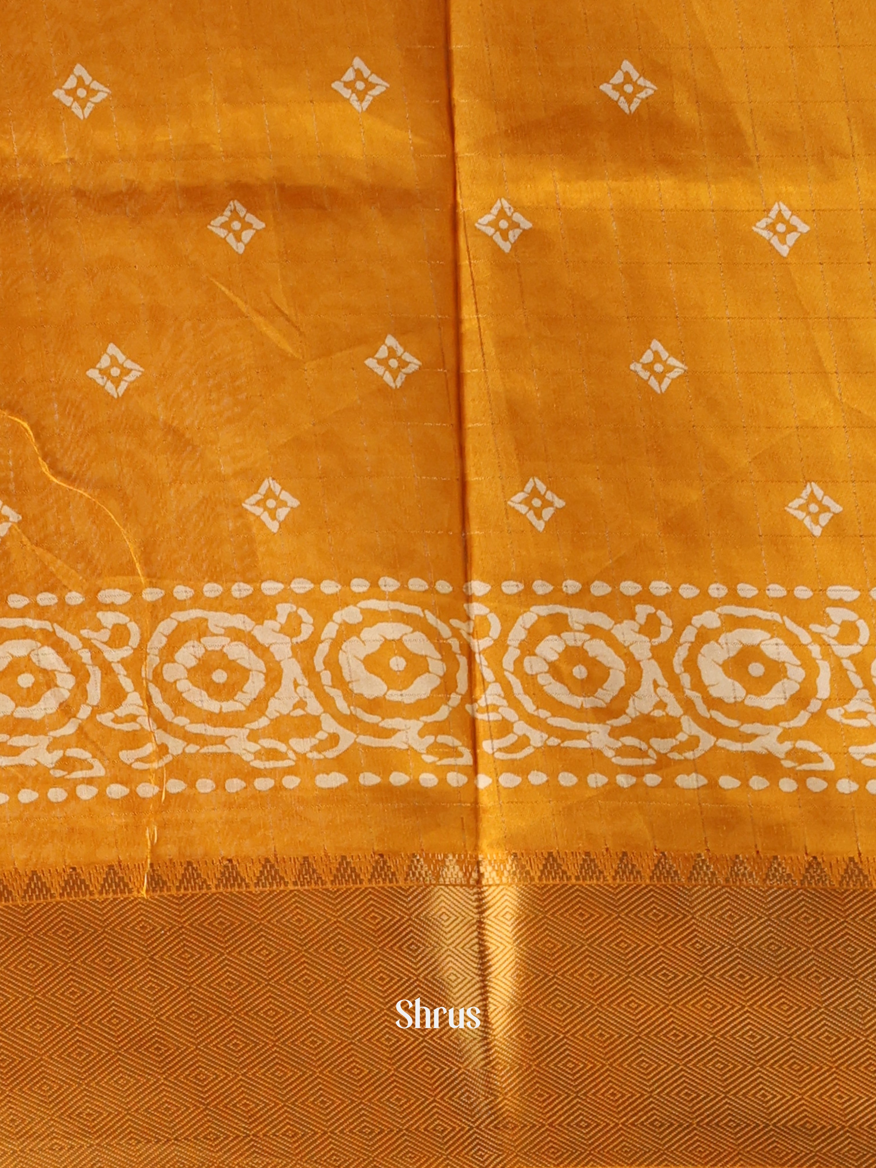 Yellow - Semi Crepe Saree - Shop on Shrus.com