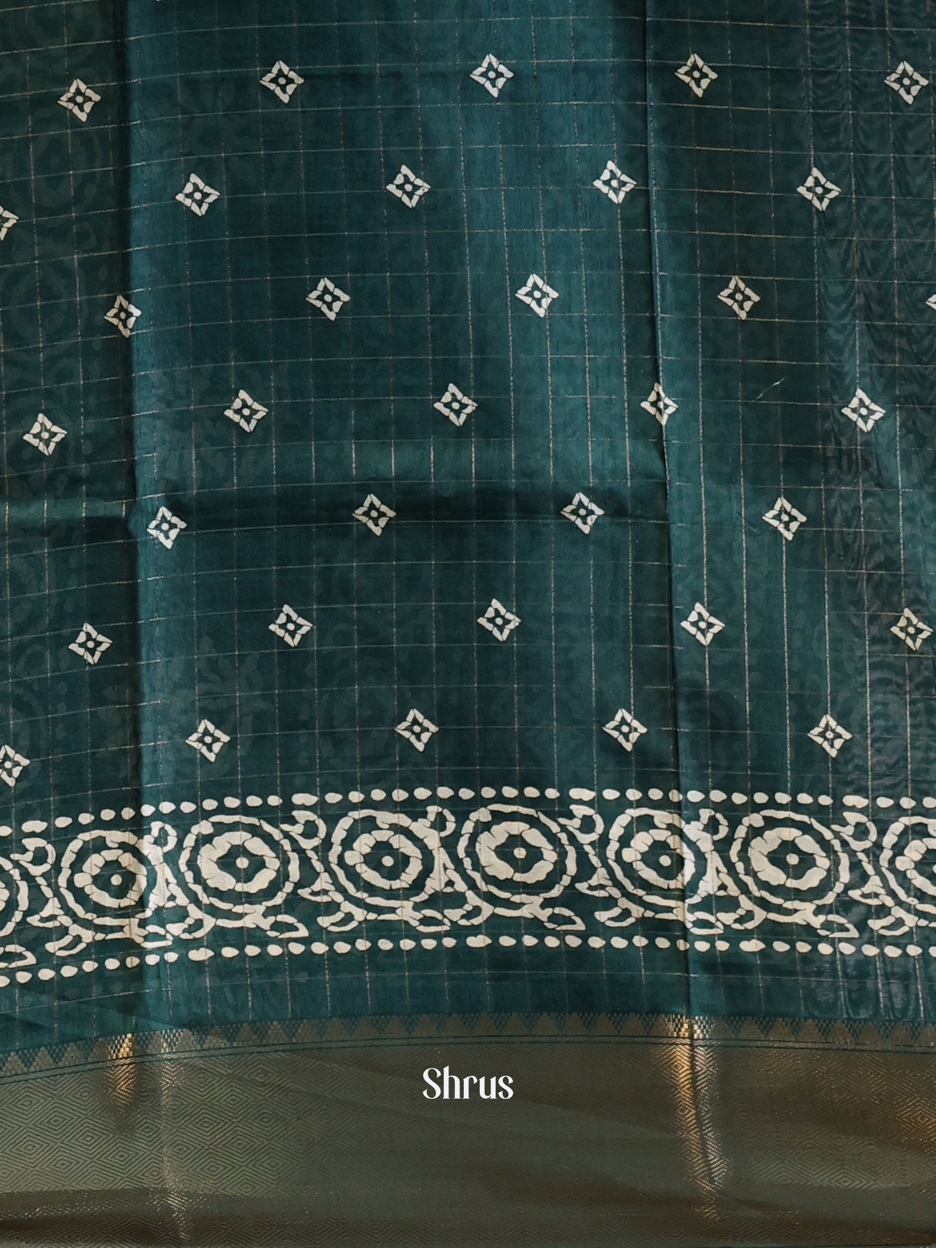 Green - Semi Crepe Saree - Shop on Shrus.com