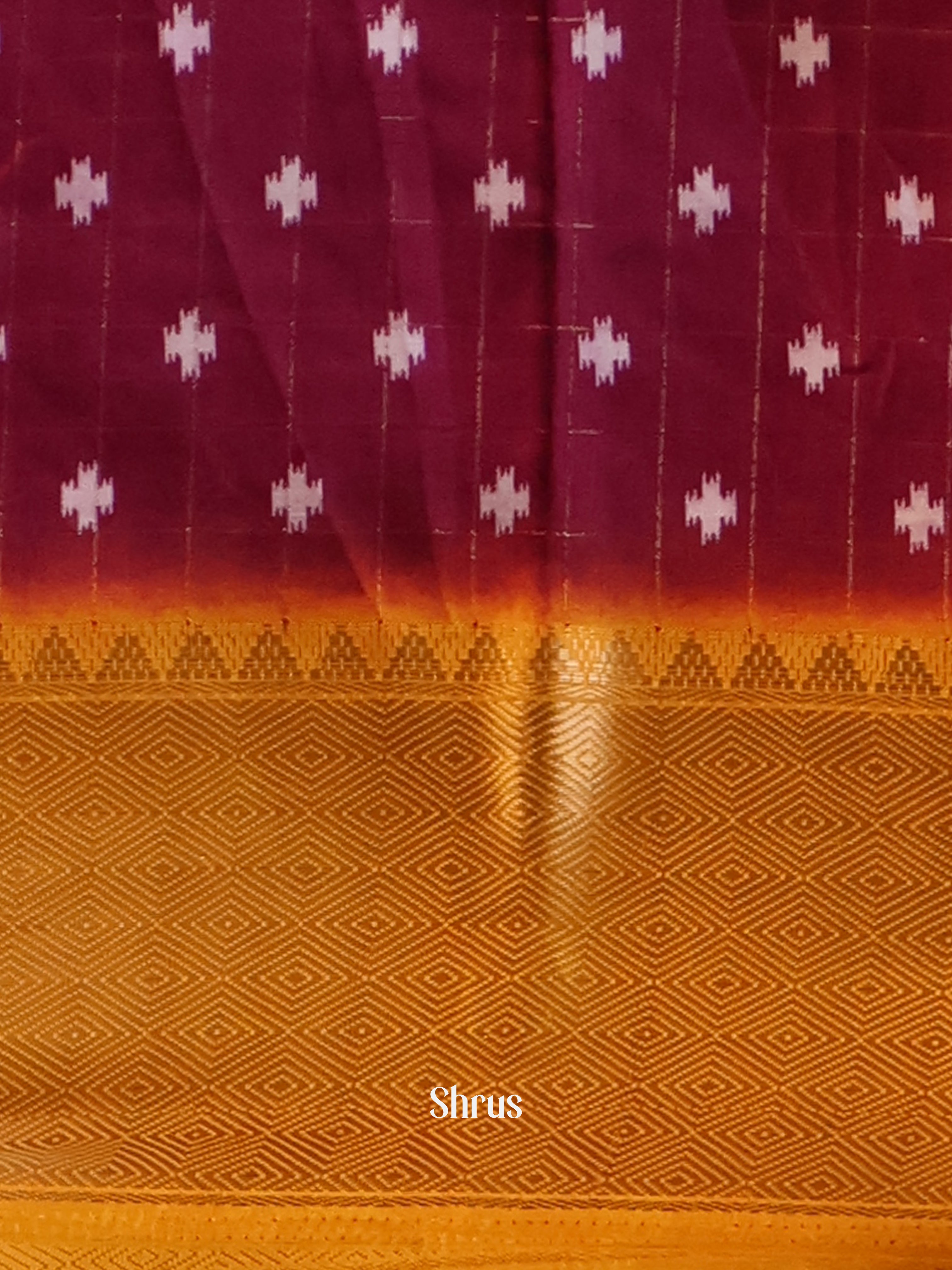 Maroon & Mustard - Semi Crepe Saree - Shop on Shrus.com