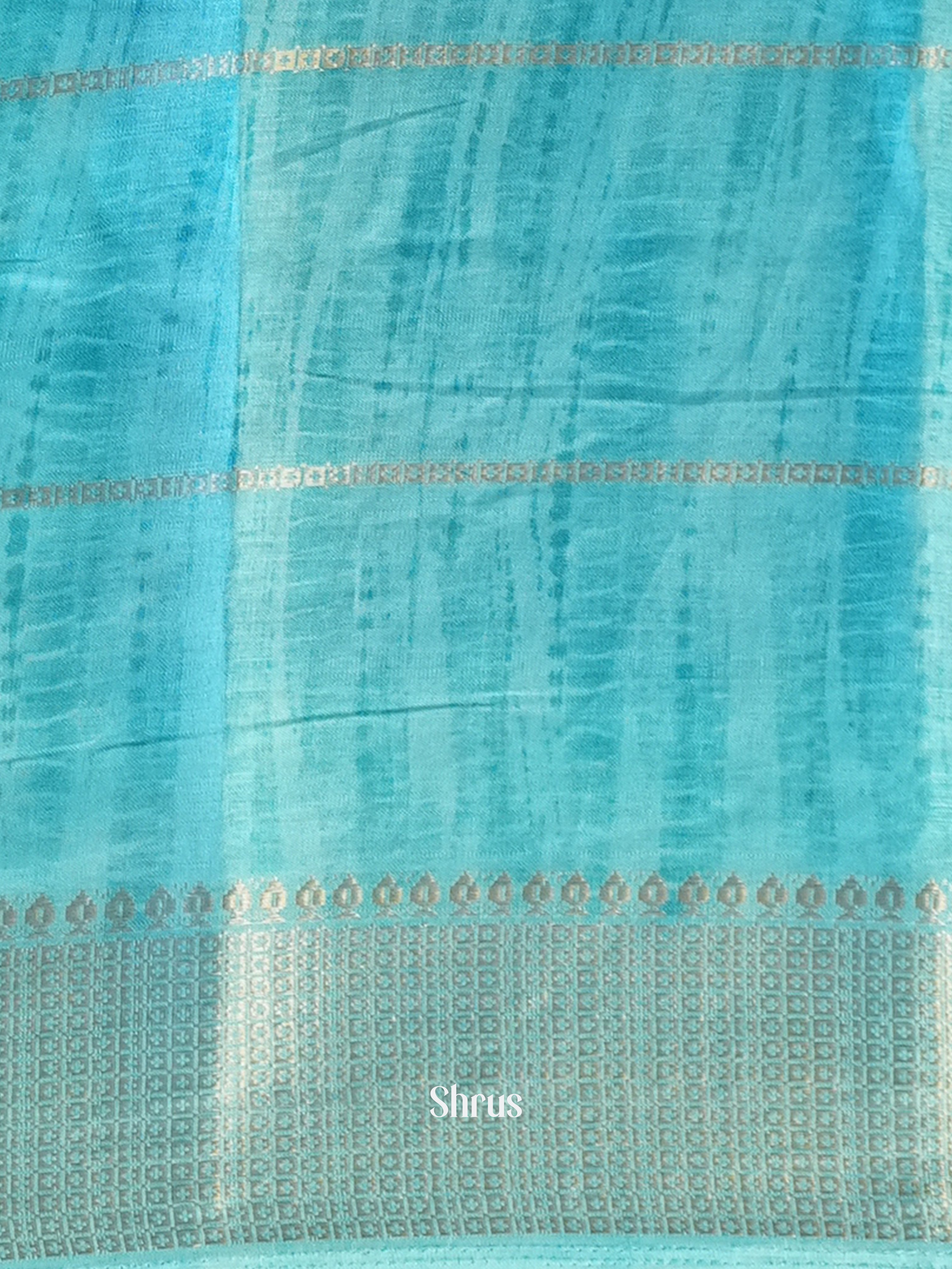 Blue & Teal - Semi Crepe Saree - Shop on Shrus.com