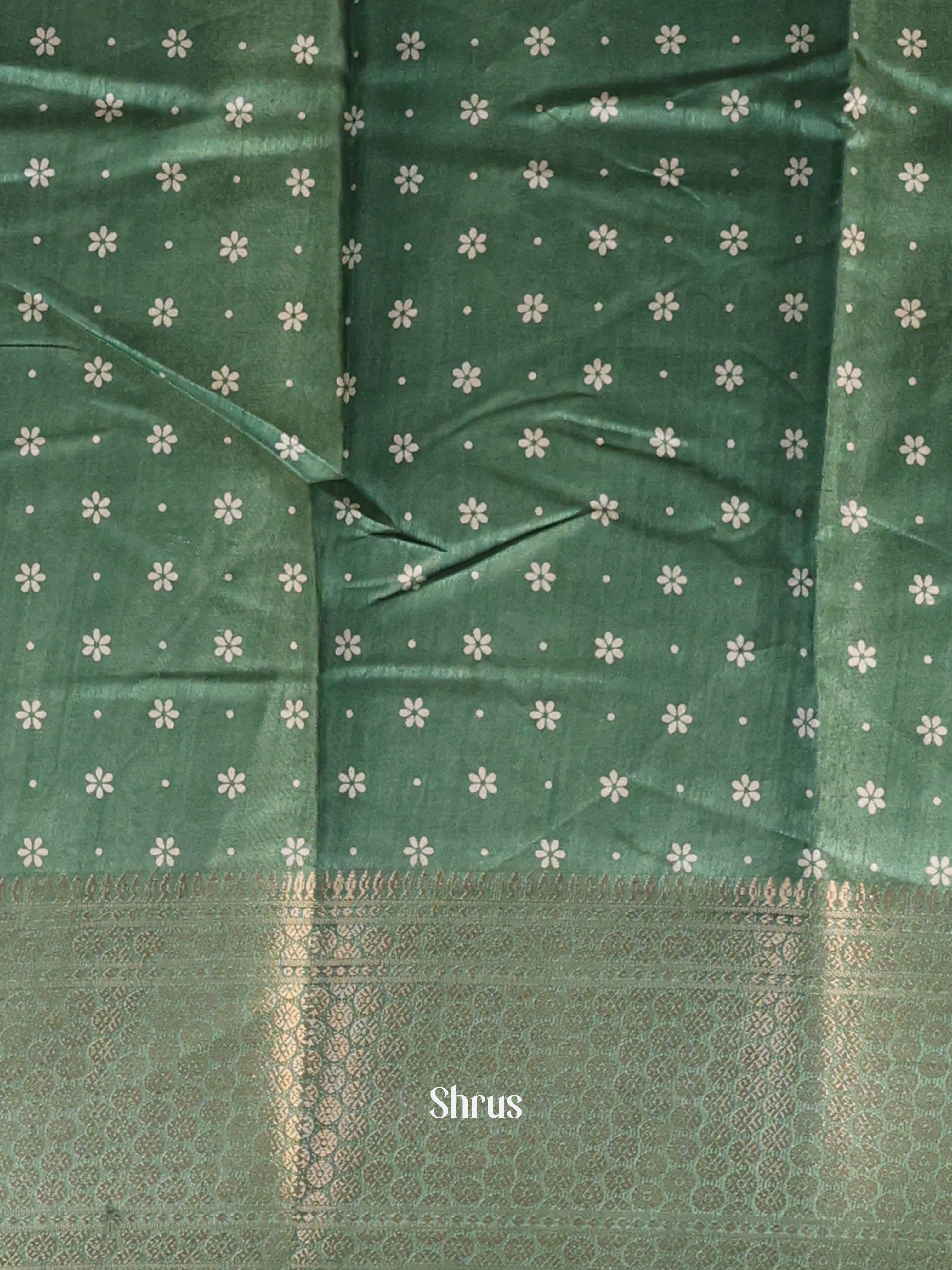 Green - Semi Crepe Saree - Shop on Shrus.com