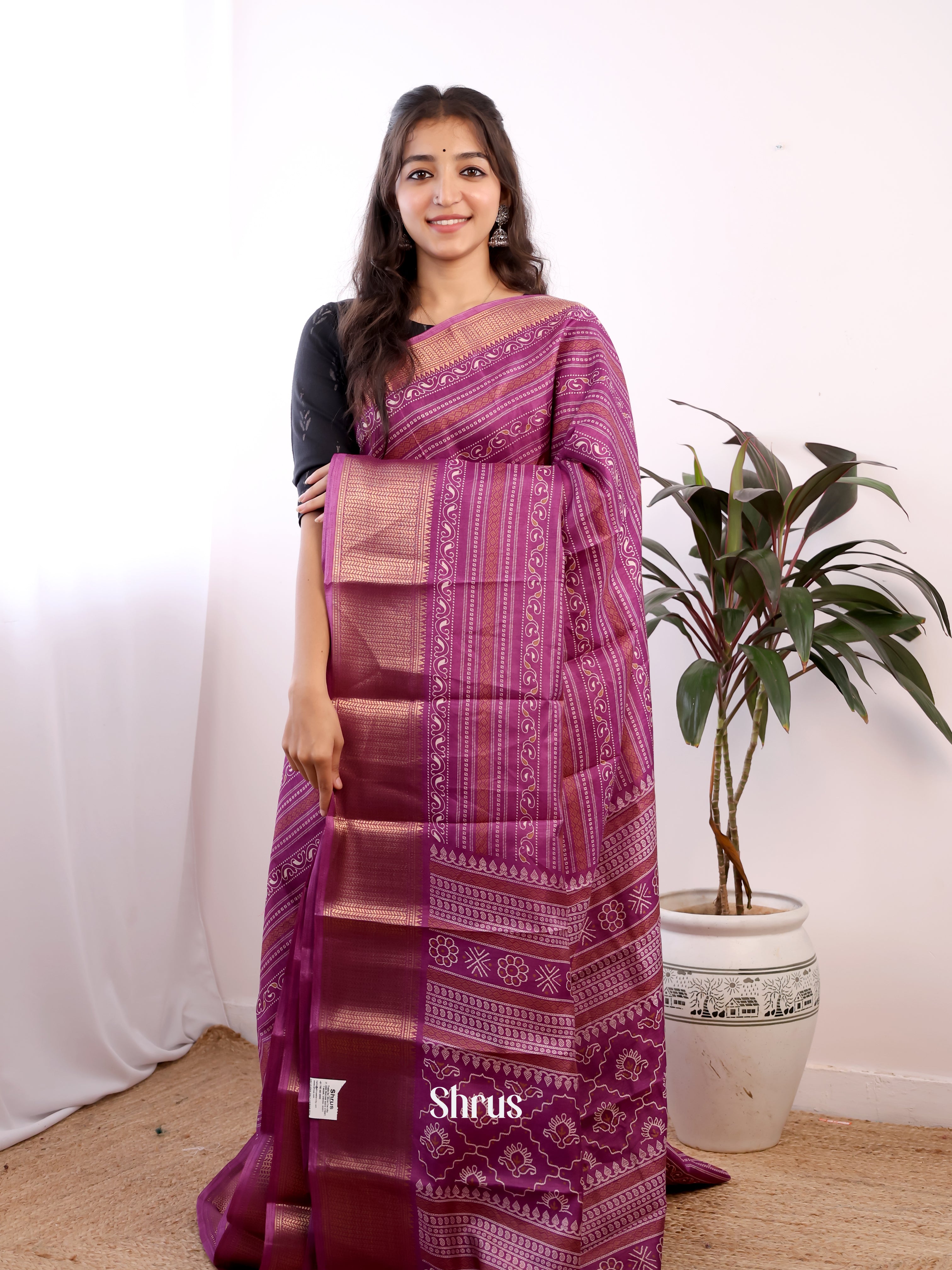 CIS20352 - Semi Crepe Saree - Shop on Shrus.com
