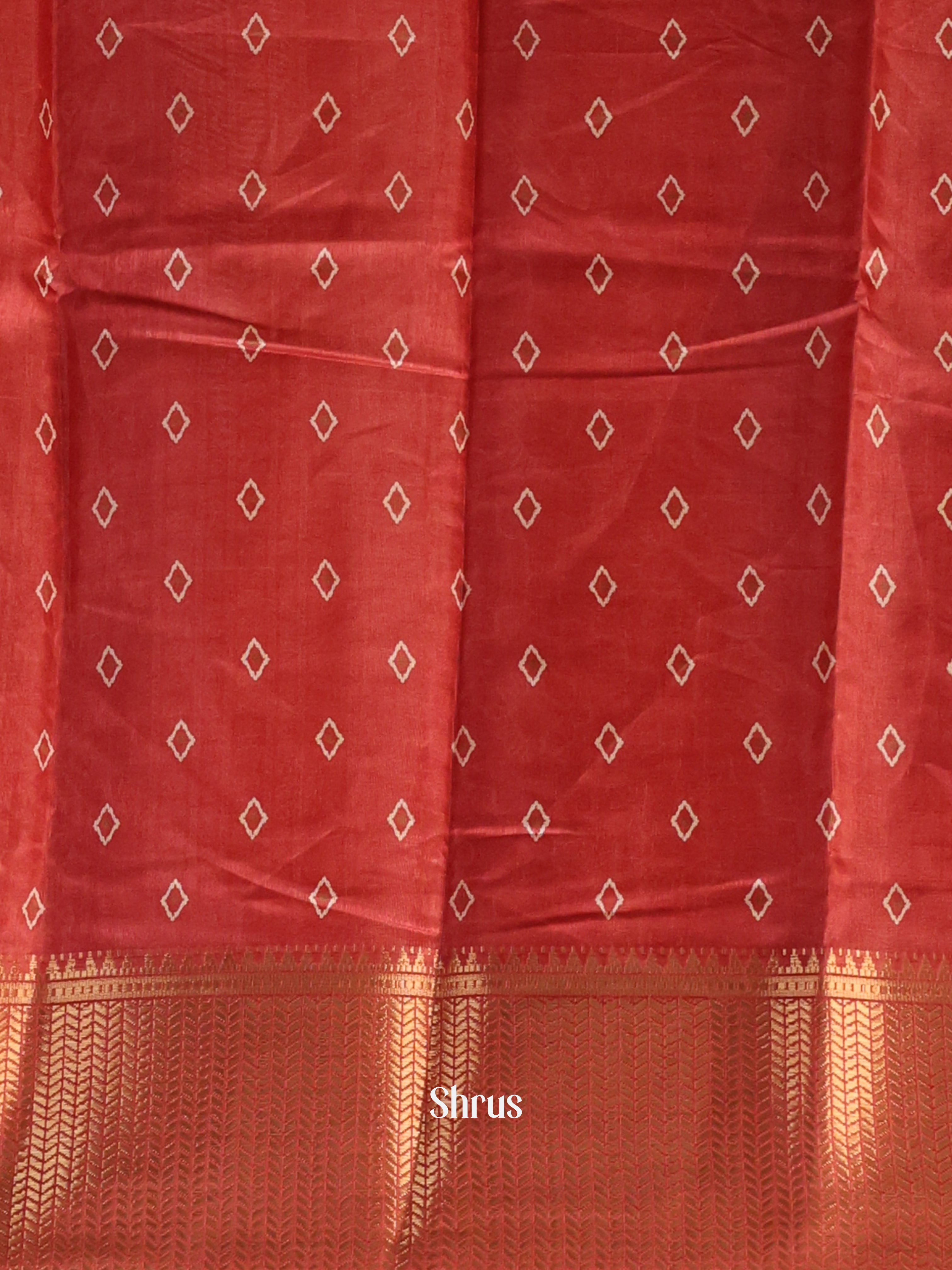 Red - Semi Crepe Saree - Shop on Shrus.com