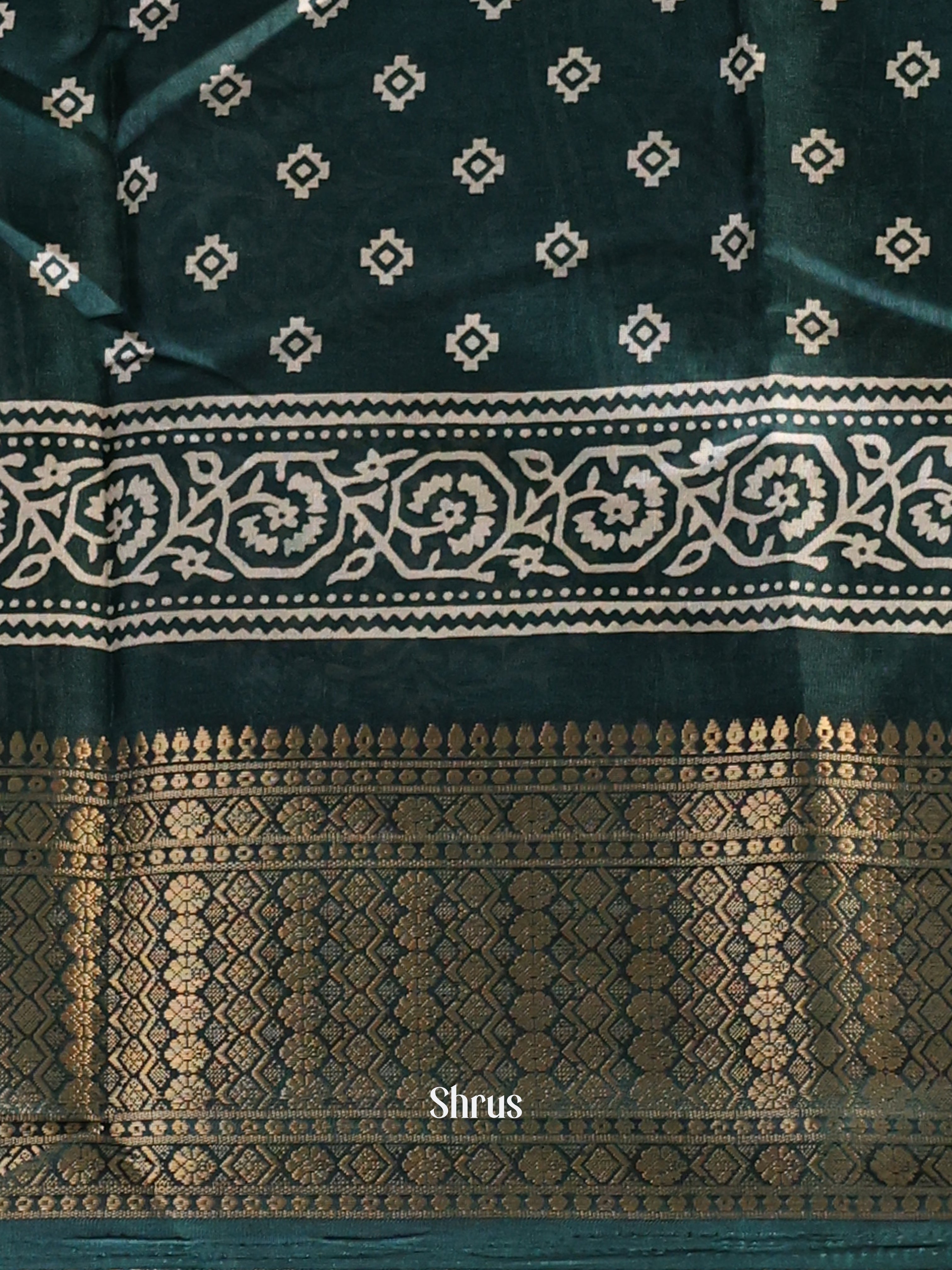 Green - Semi Crepe Saree - Shop on Shrus.com