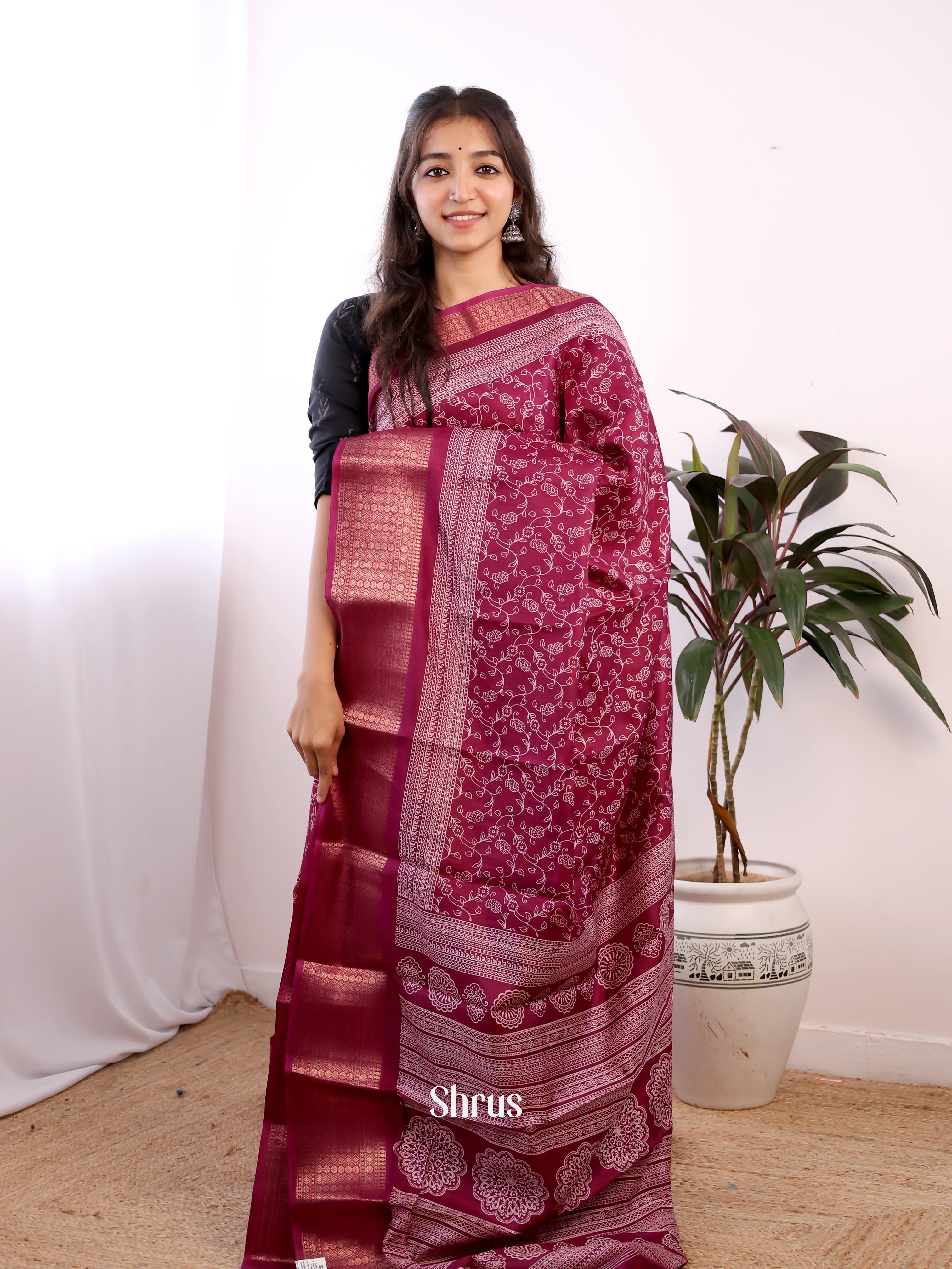 CIS20365 - Semi Crepe Saree - Shop on Shrus.com