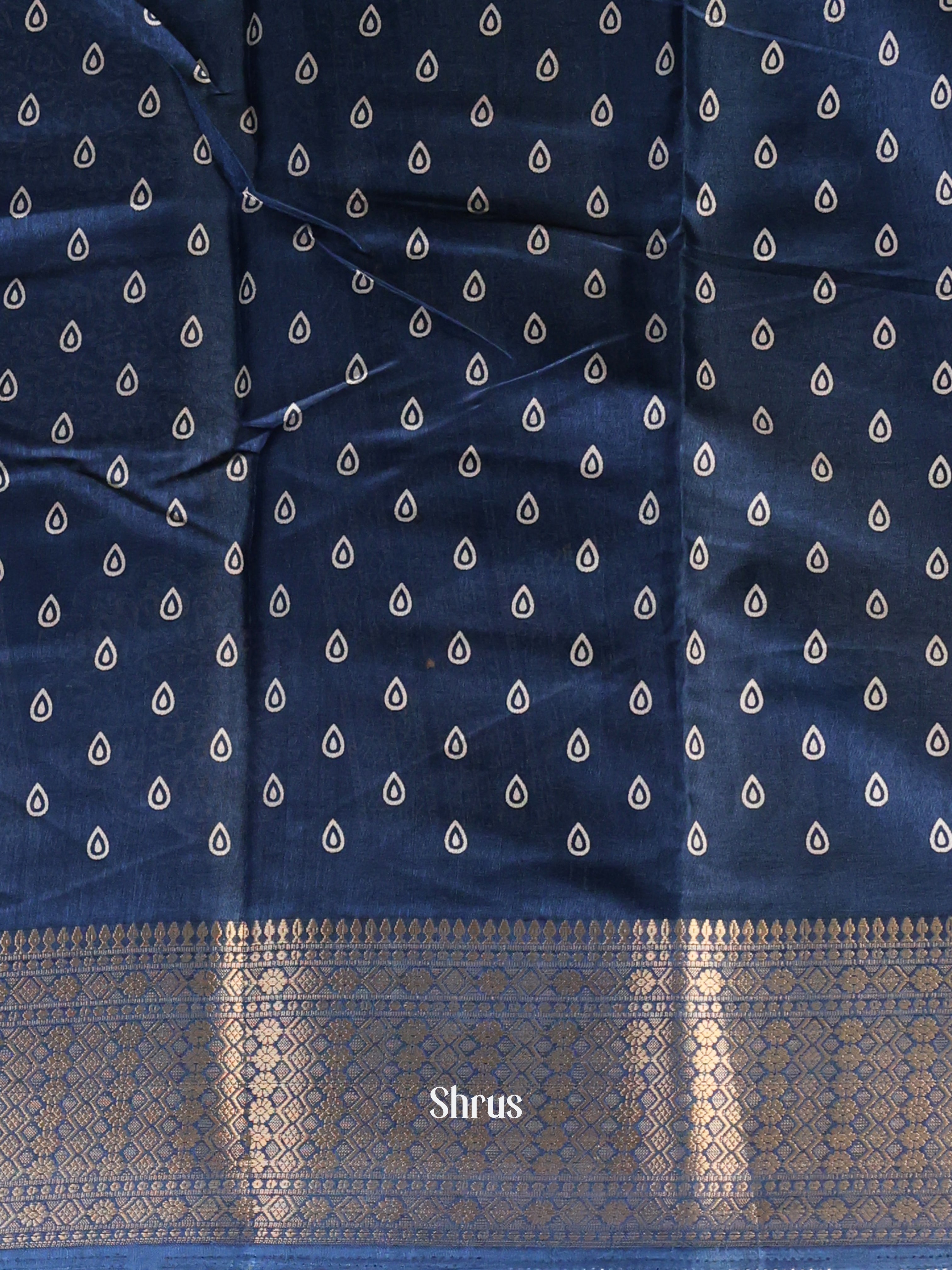 Blue - Semi Crepe Saree - Shop on Shrus.com