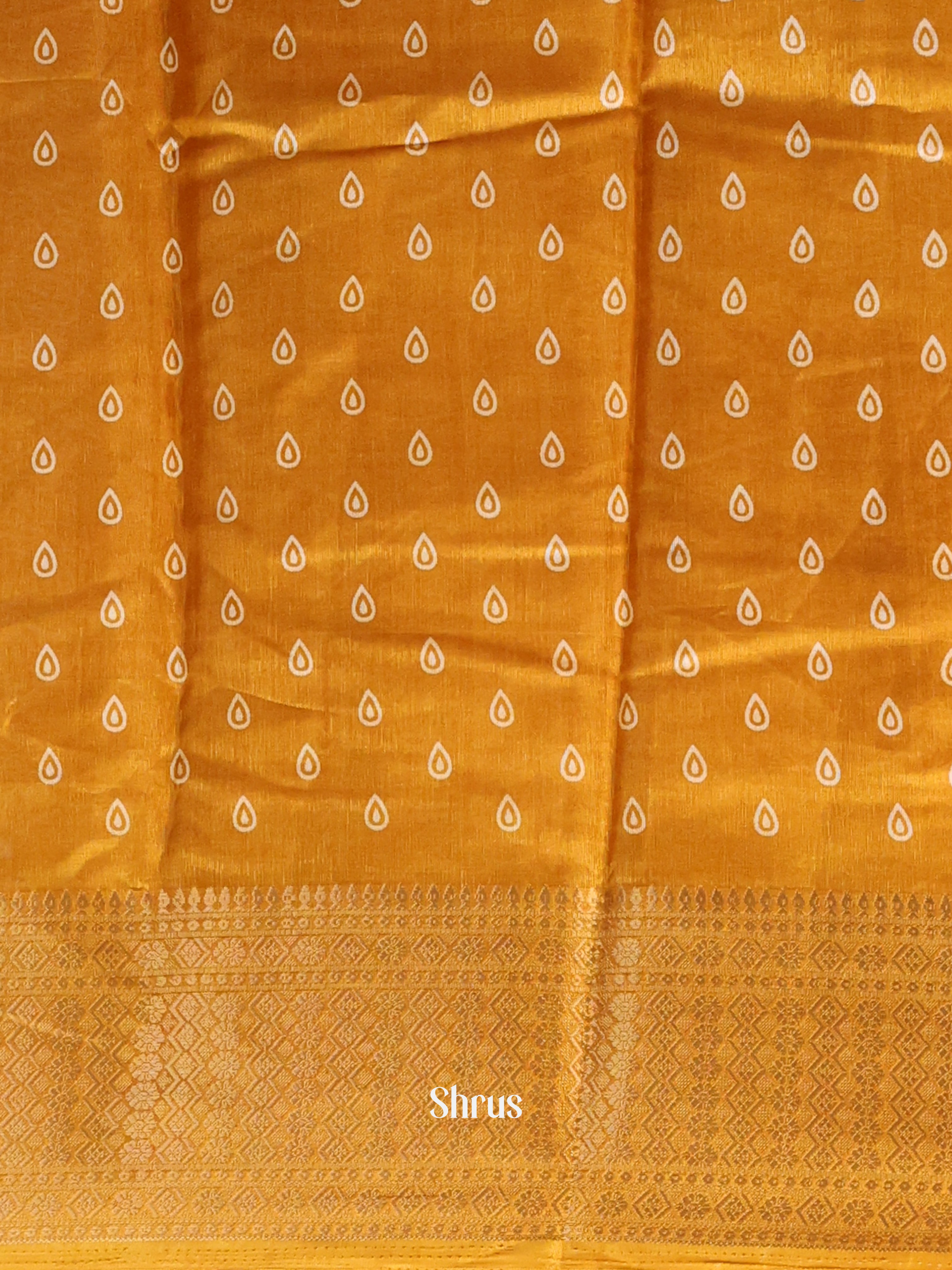 Yellow - Semi Crepe Saree - Shop on Shrus.com